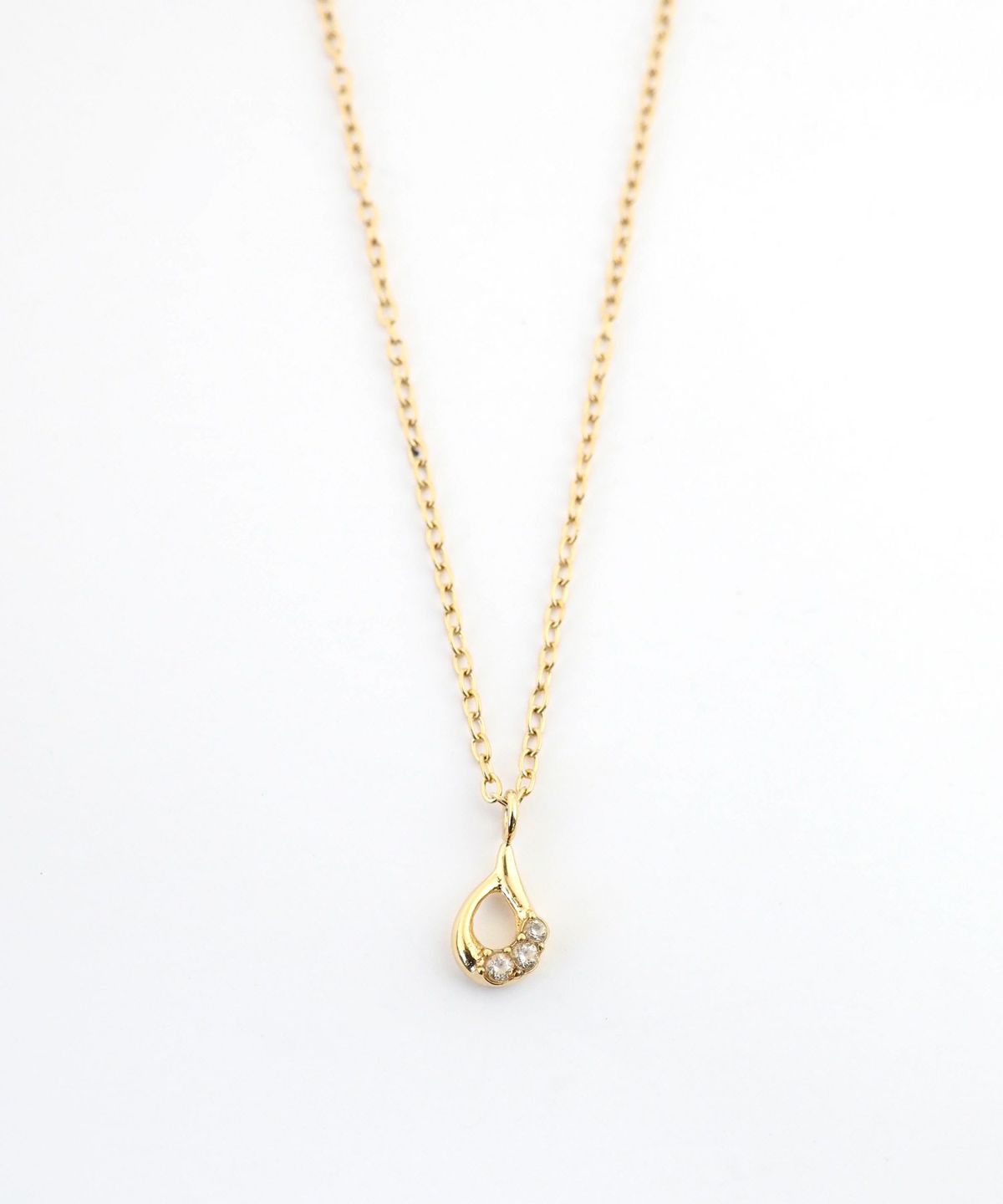 Teadrop CZ ステンレス スティール ゴールド ネックレス Teadrop CZ ステンレス スティール ゴールド ネックレス Teadrop