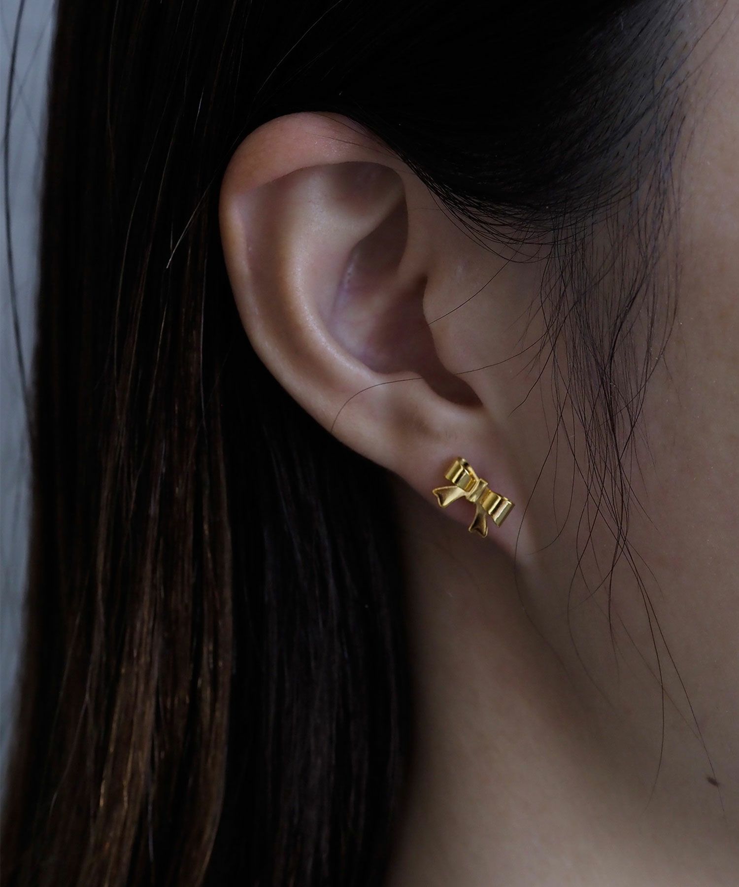 メタルリボン樹脂ポストセットピアス