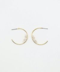 サイドクラッシュストーンフープチタンポストピアス