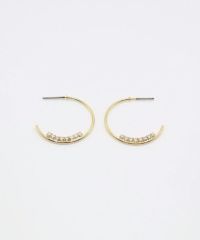 サイドラインストーンフープチタンポストピアス
