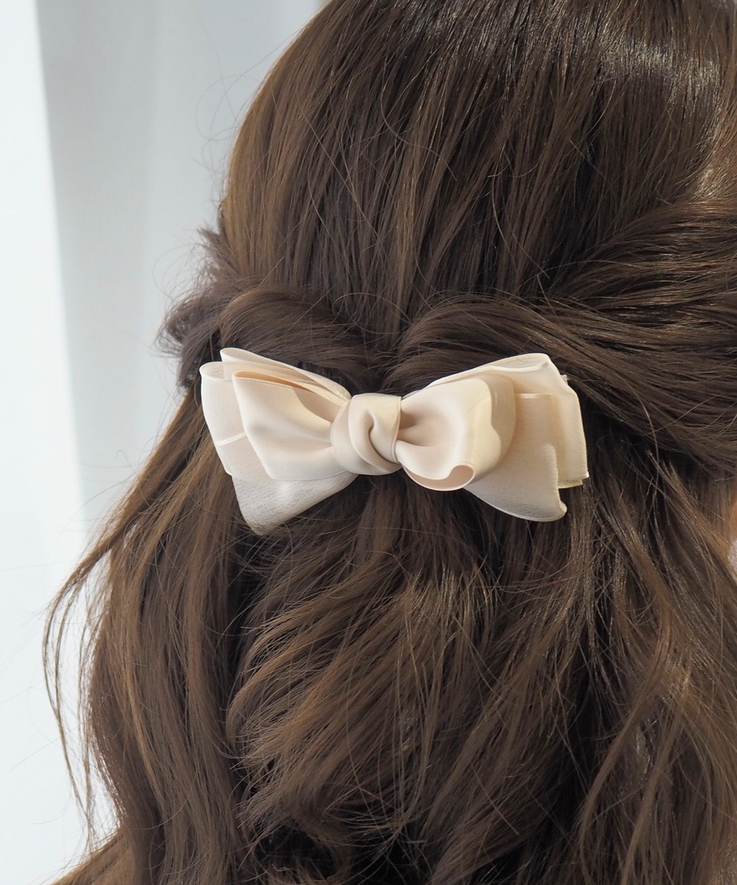 サテンオーガンジーリボンバレッタ