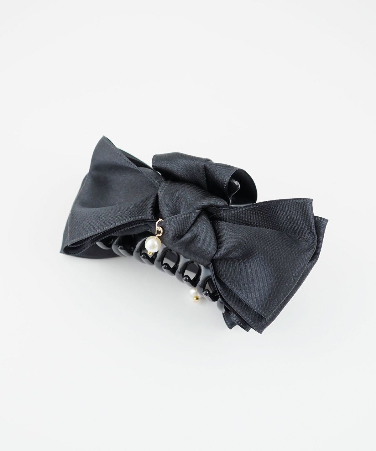 パール付きリボンバンスクリップ