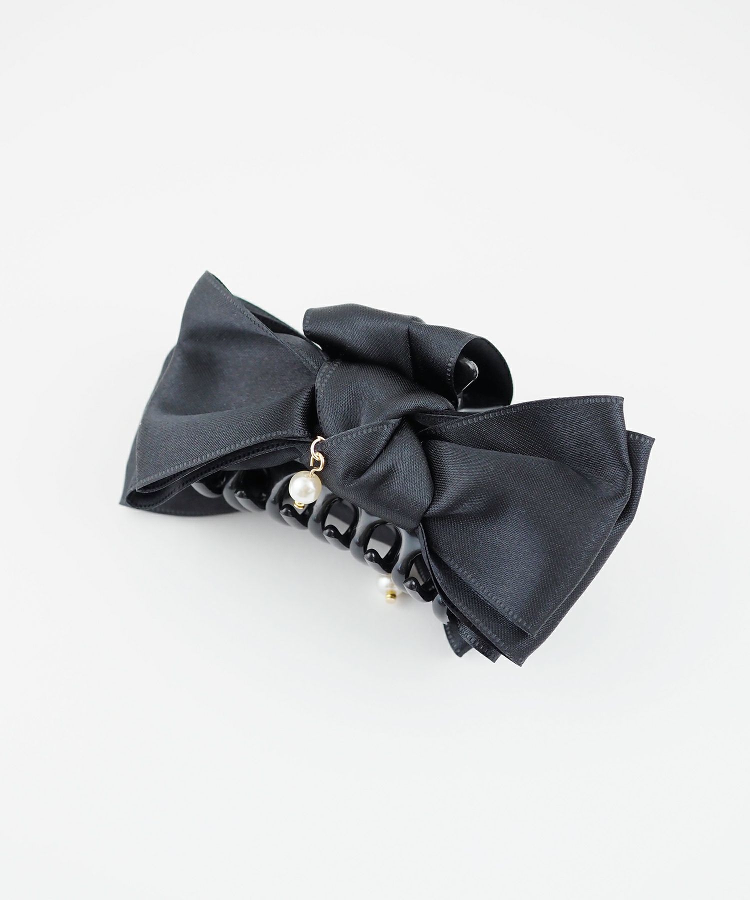 パール付きリボンバンスクリップ