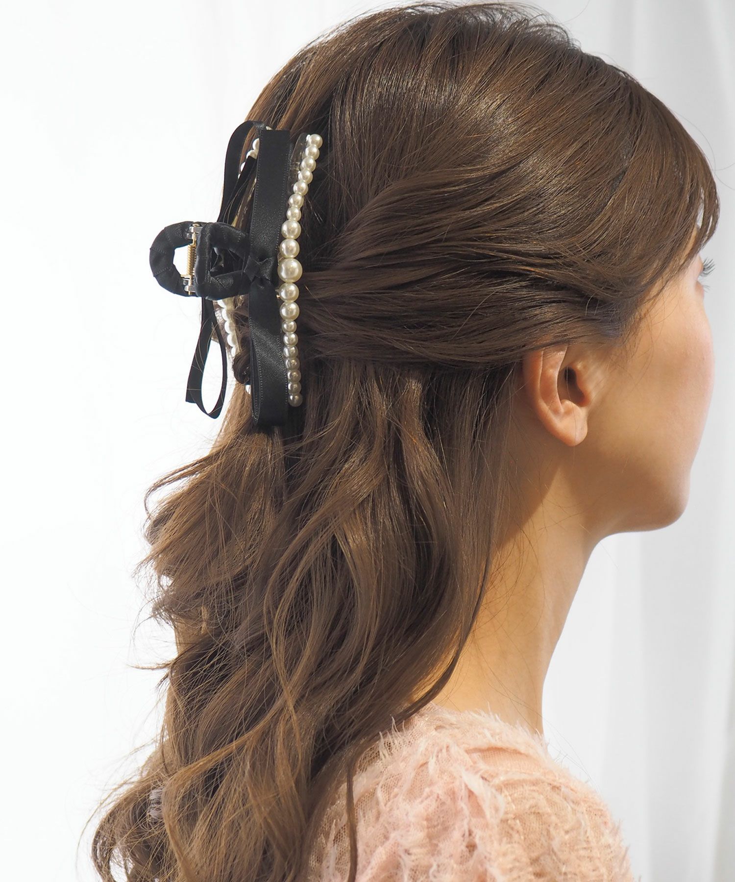 リボンパールラインバンスクリップ