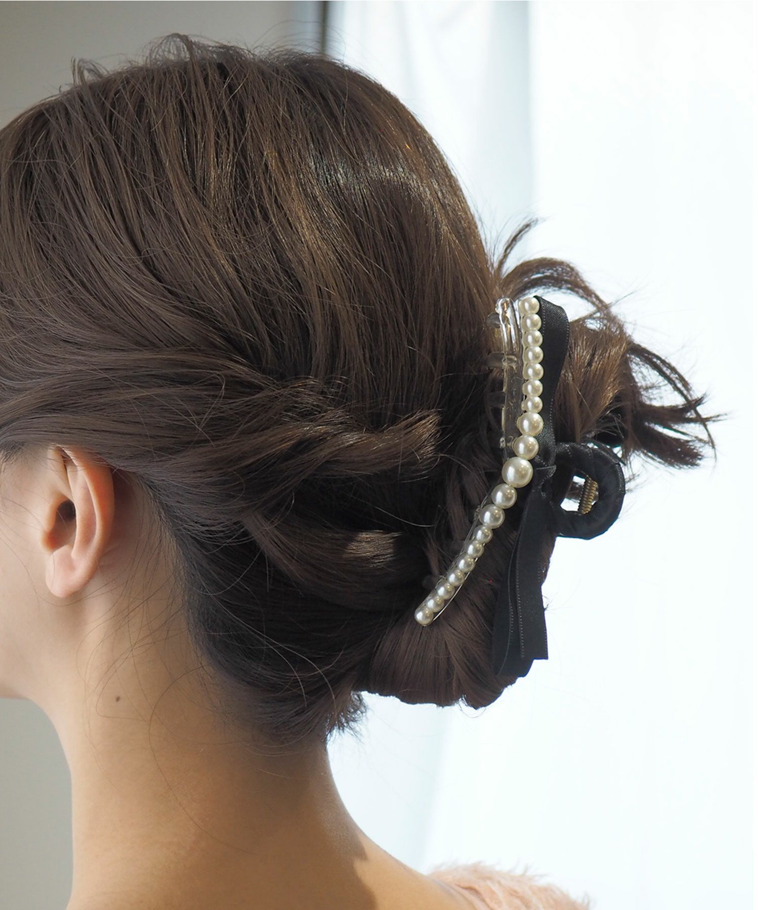 リボンパールラインバンスクリップ