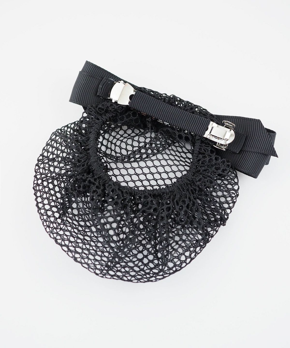 ピタッとズレないネット付きスリムリボンバレッタ