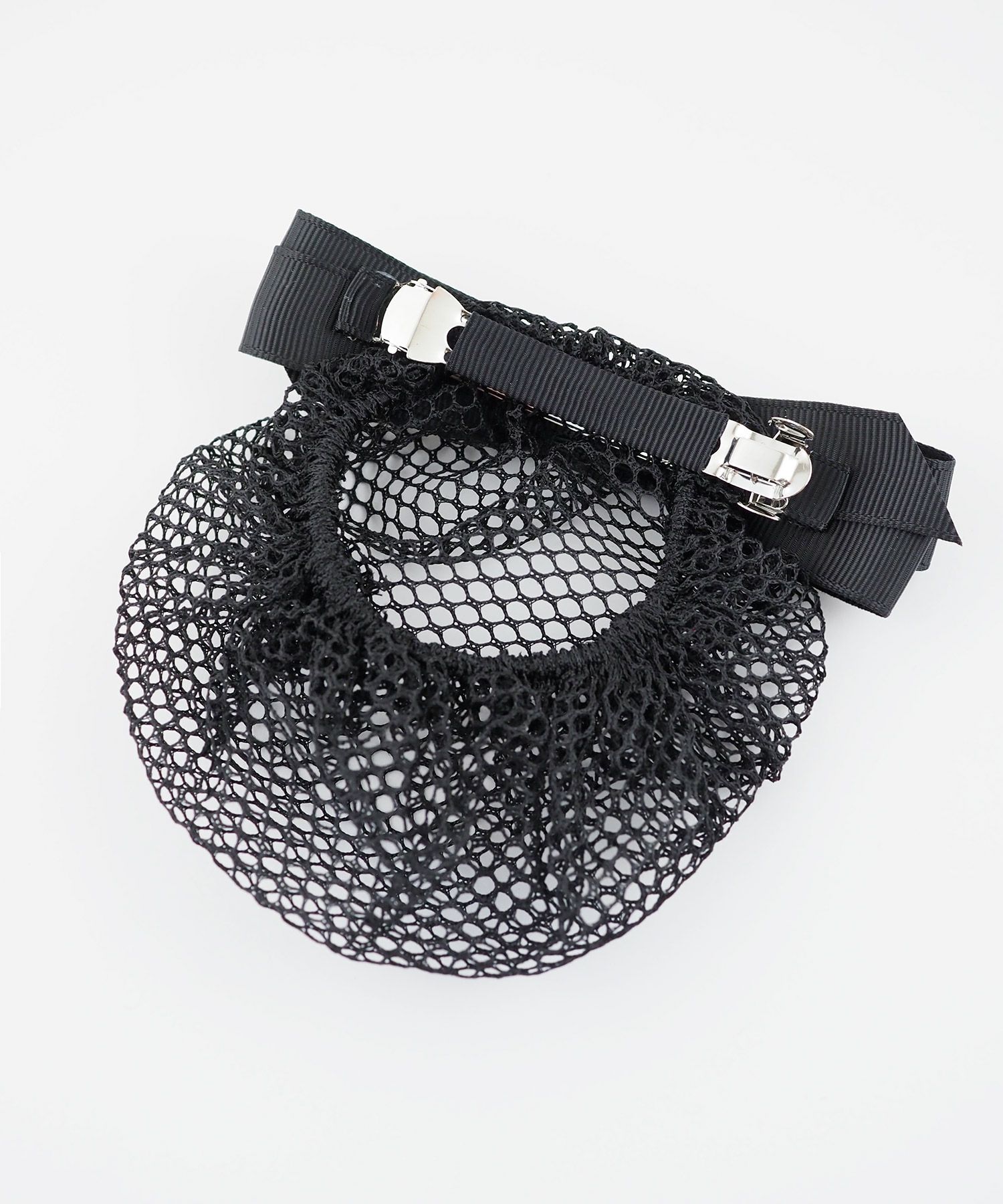 ピタッとズレないネット付きスリムリボンバレッタ