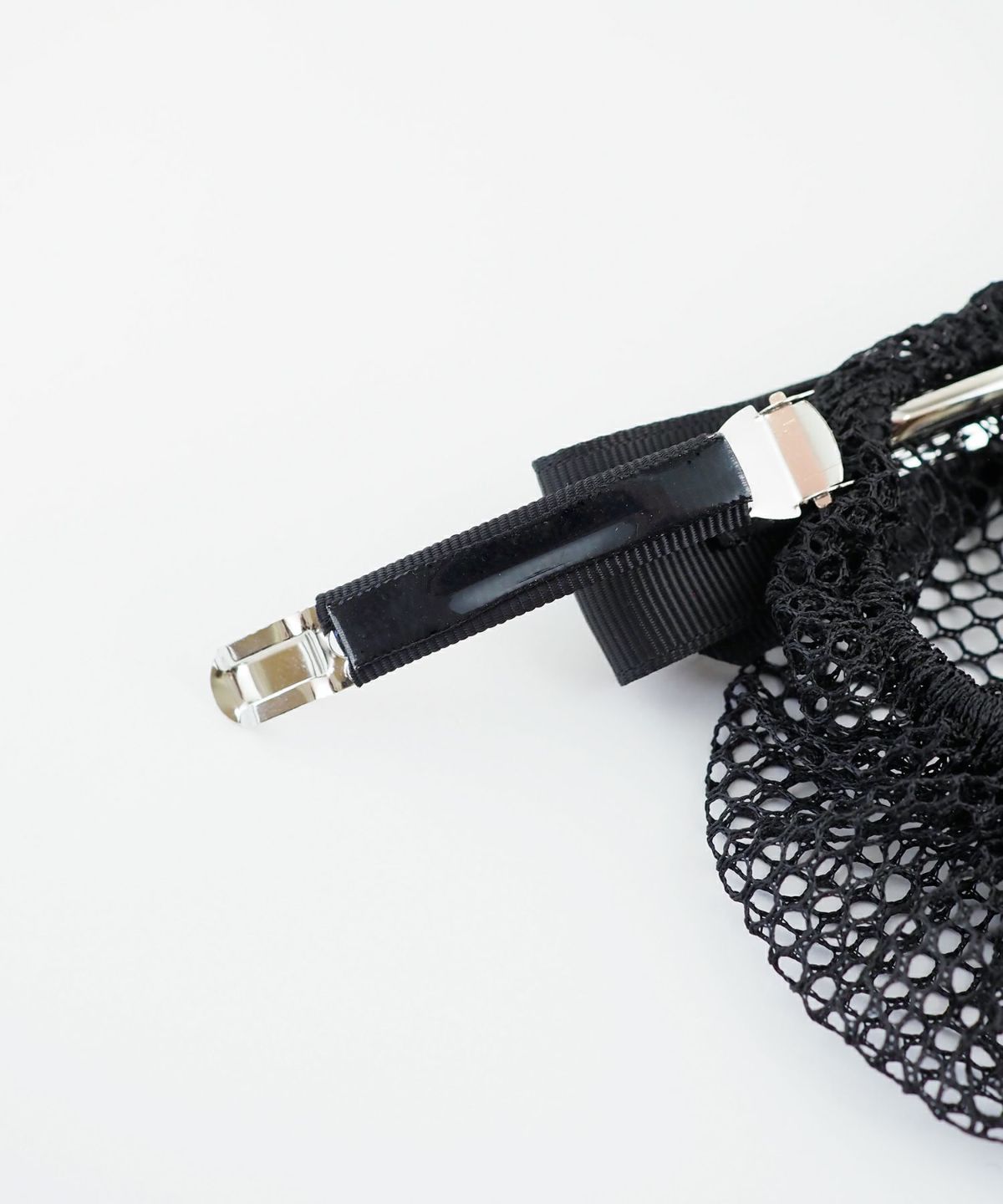 ピタッとズレないネット付きスリムリボンバレッタ