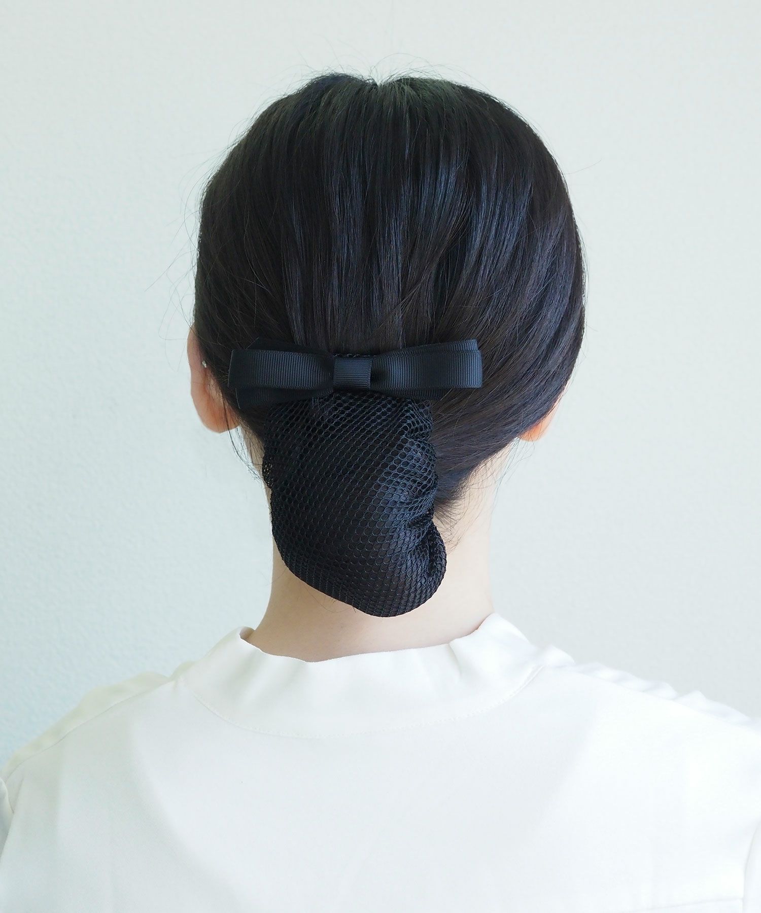 ピタッとズレないネット付きスリムリボンバレッタ