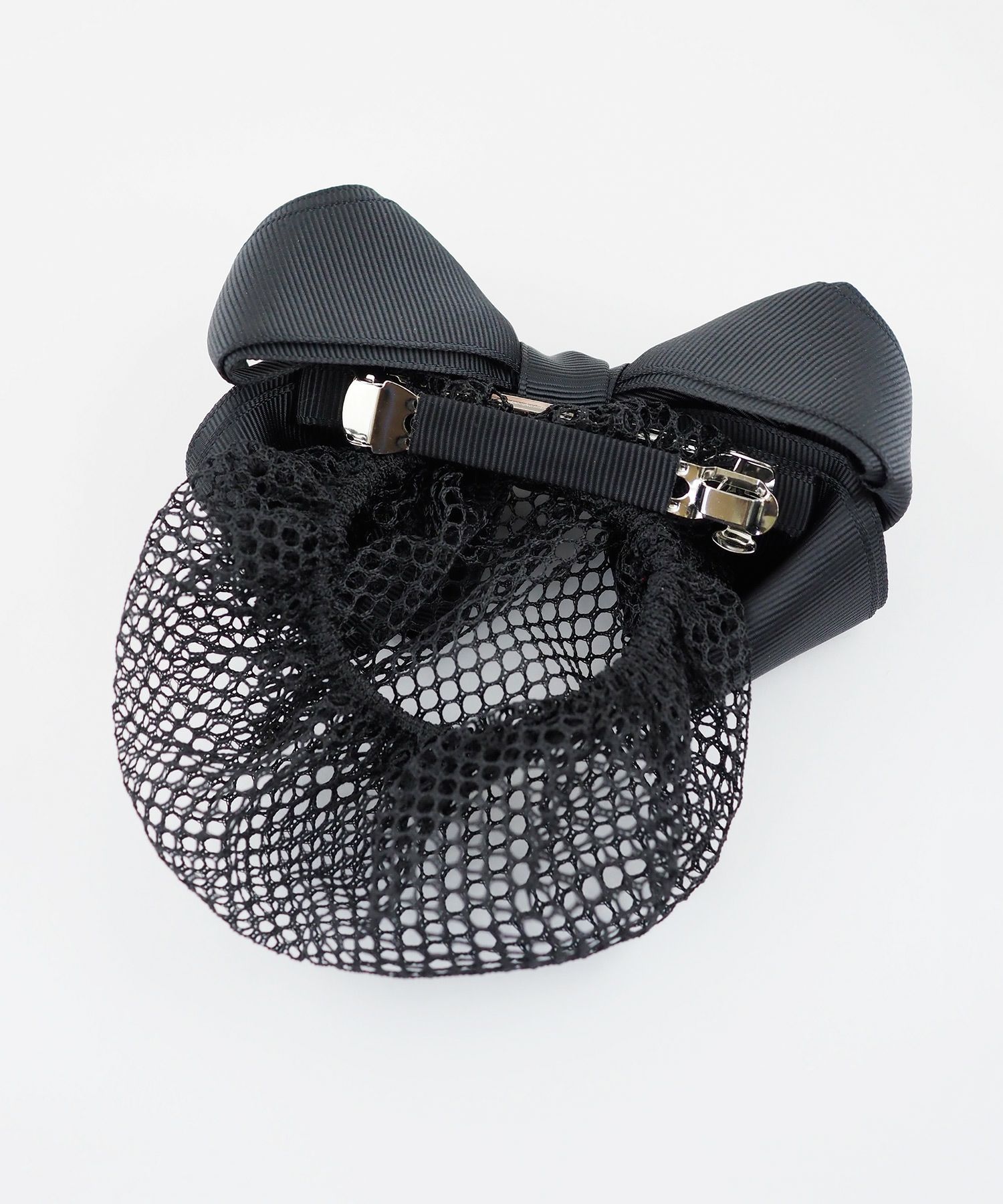 ピタッとズレないネット付きビッグリボンバレッタ