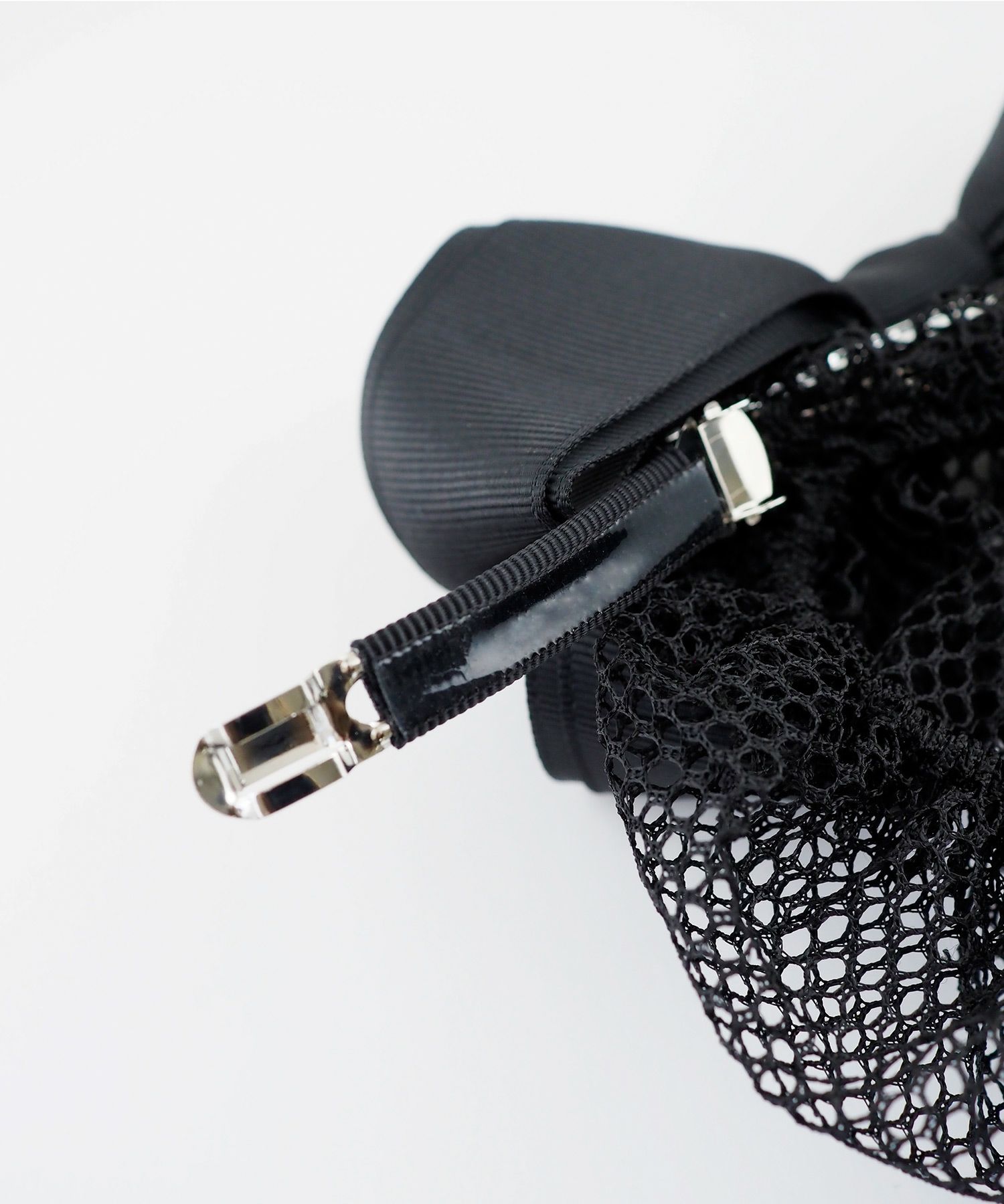 ピタッとズレないネット付きビッグリボンバレッタ