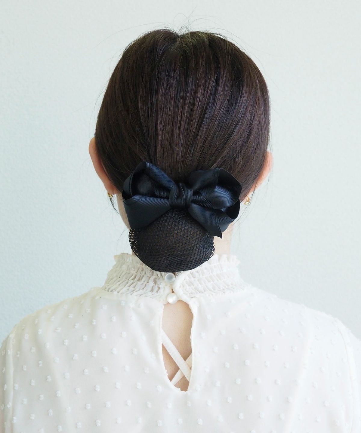 ピタッとズレないネット付きビッグリボンバレッタ