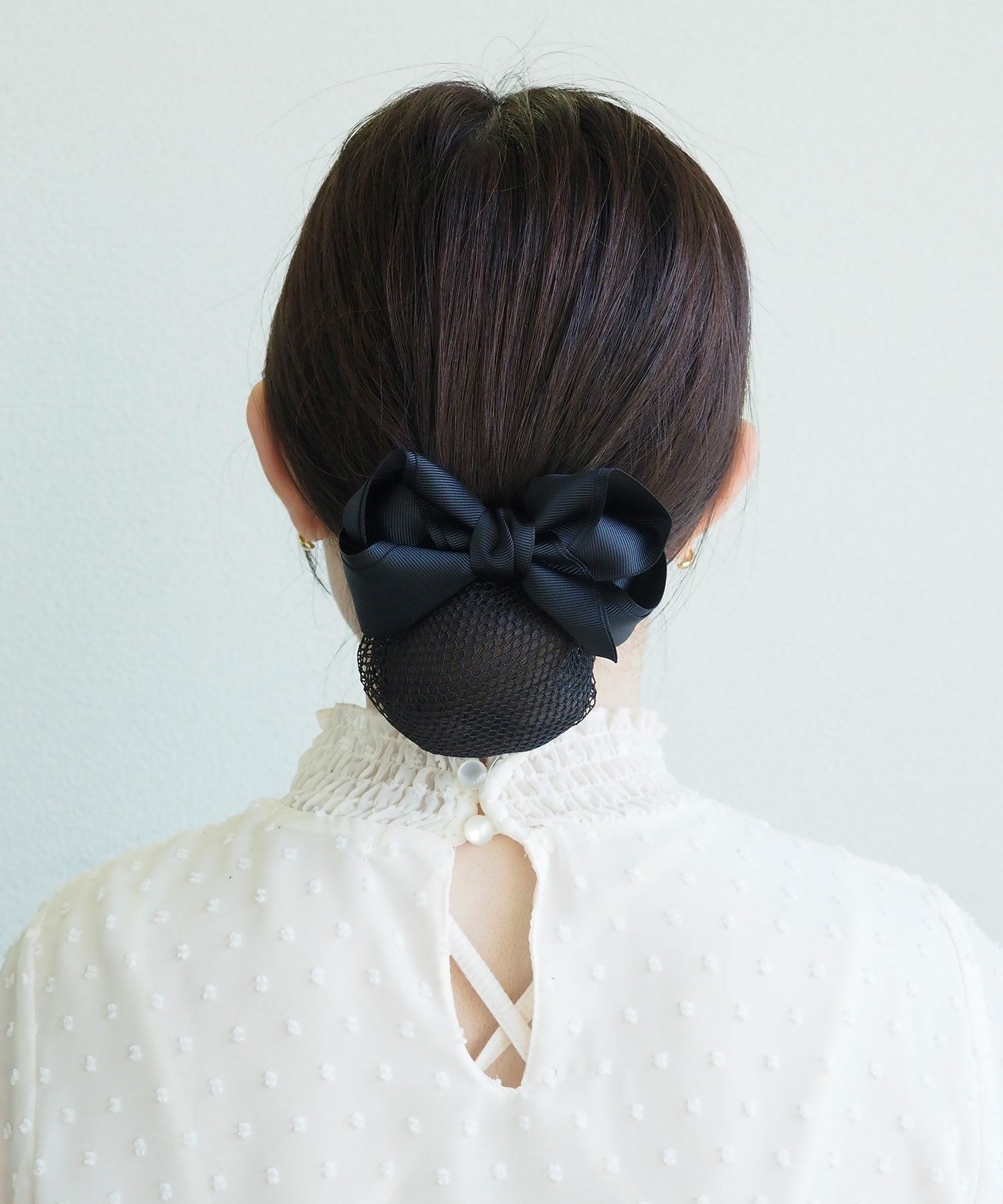 ピタッとズレないネット付きビッグリボンバレッタ