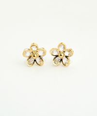 フラワーキュービックチタンポストピアス