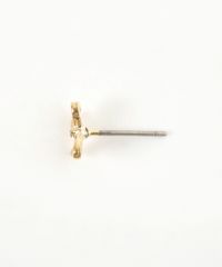 リボンポイントストーンチタンポストピアス