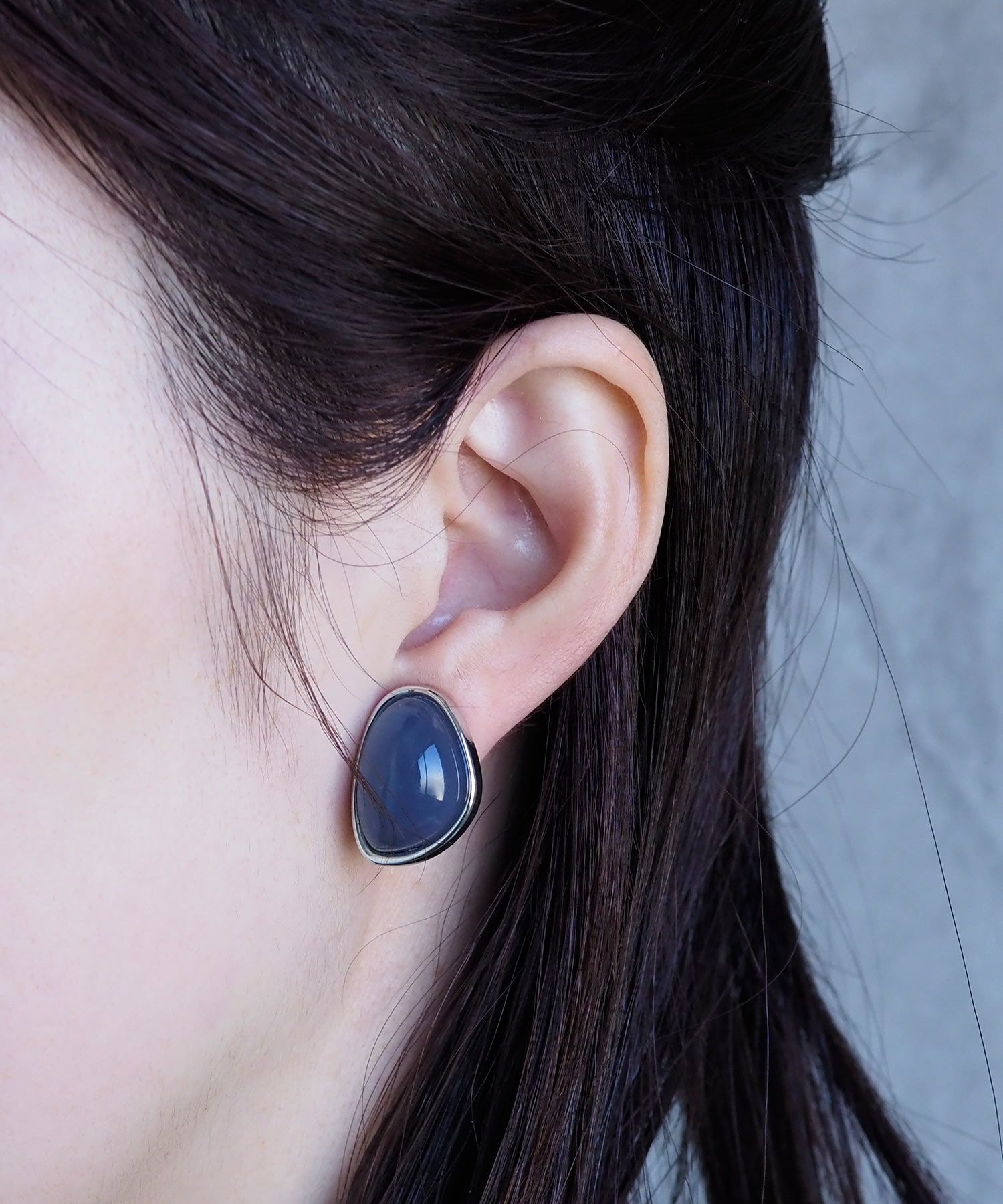 カラーストーンクリップイヤリング