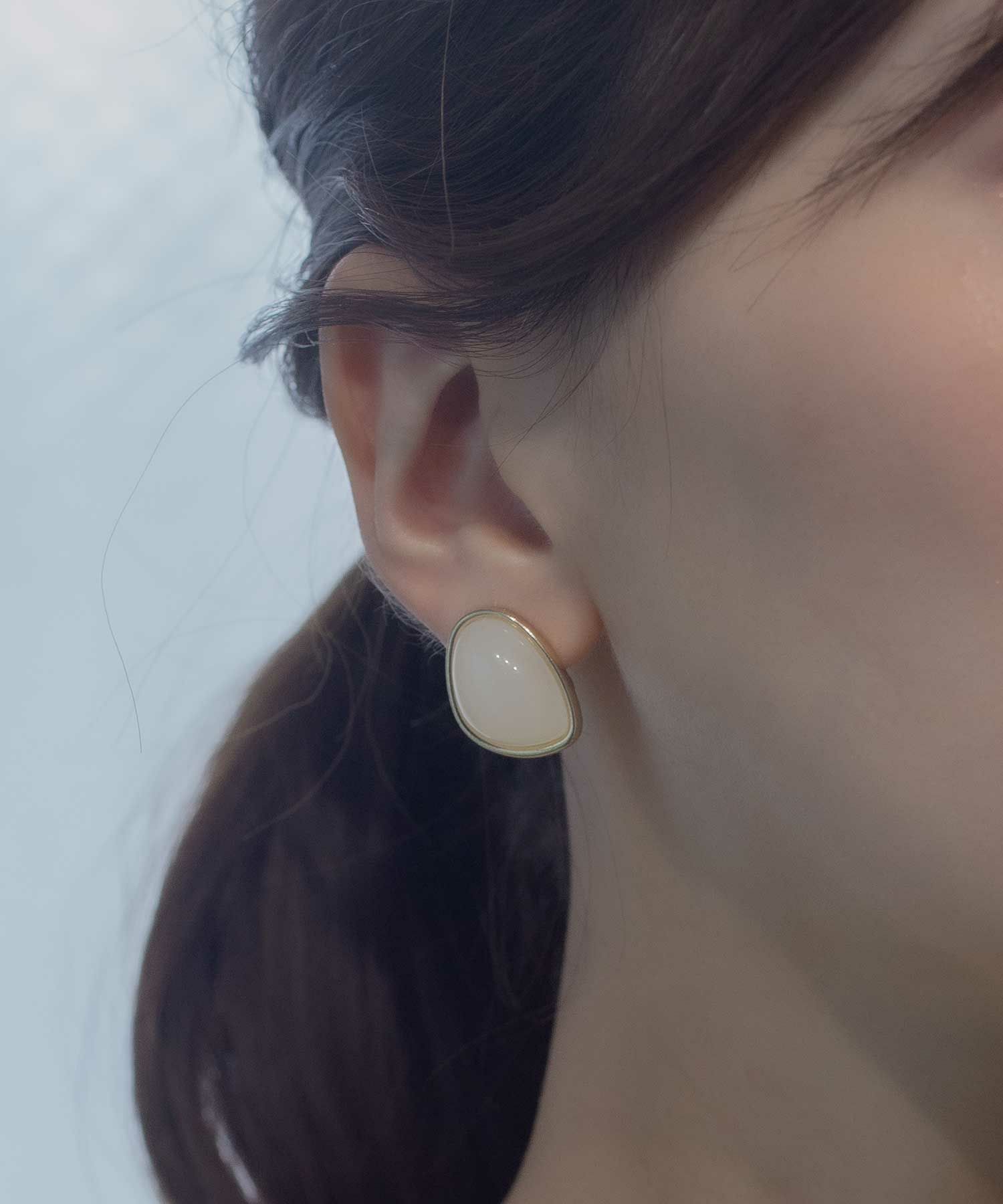 カラーストーンクリップイヤリング