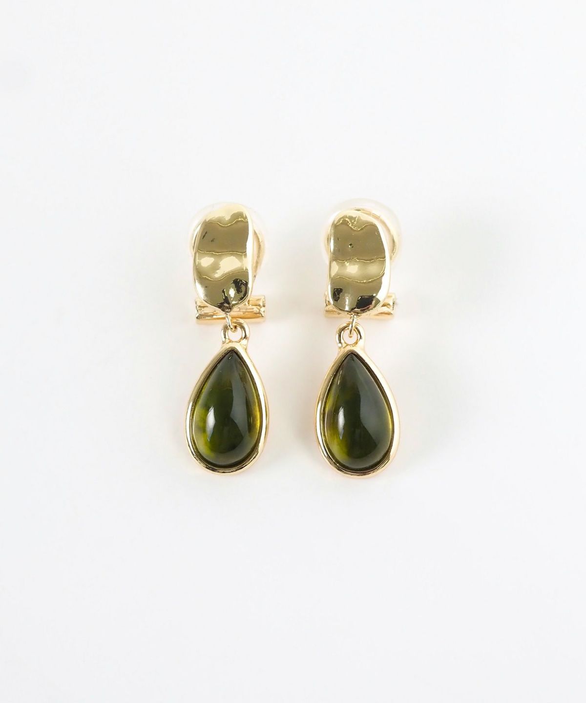 ドロップカラーストーンクリップイヤリング