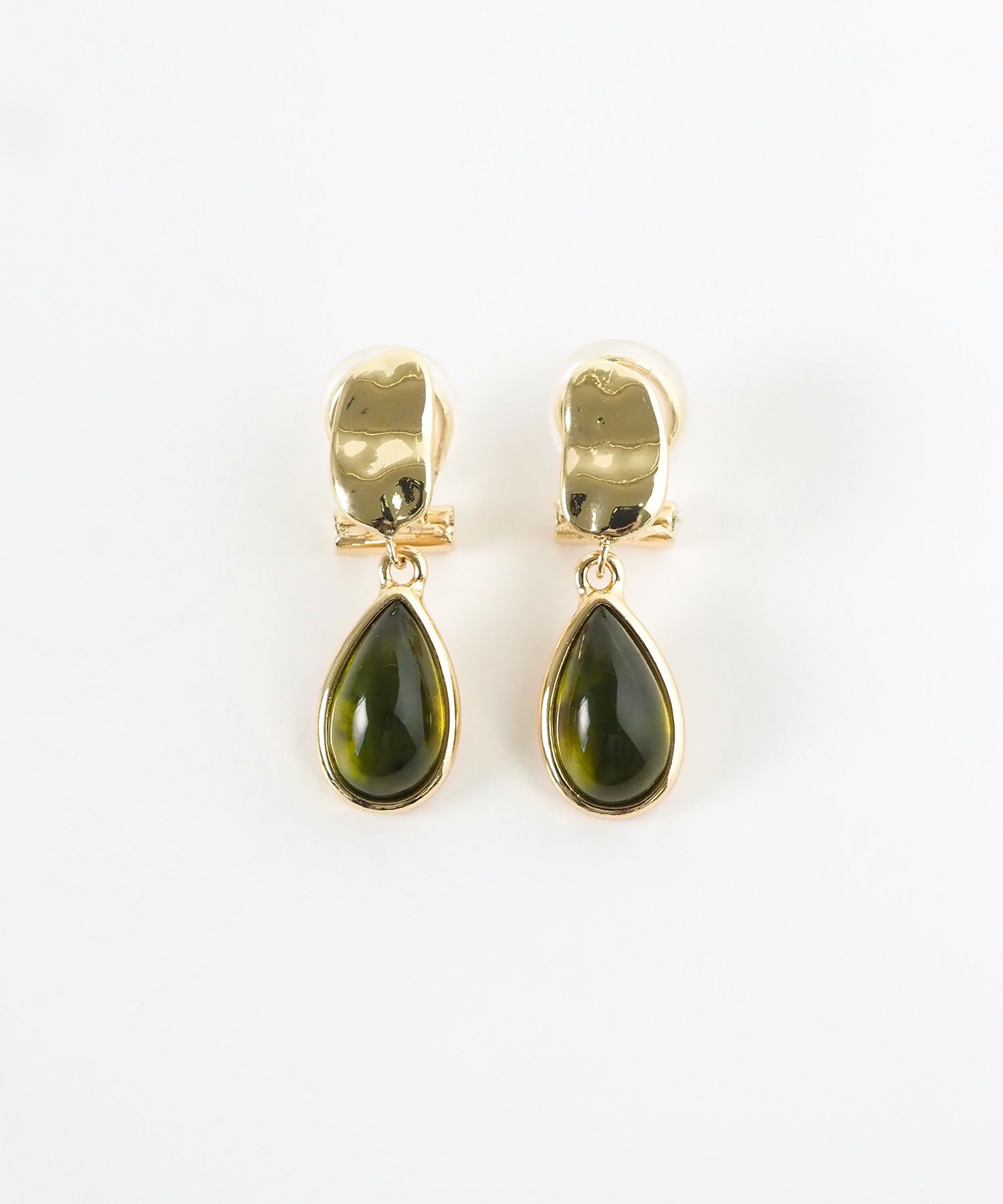 ドロップカラーストーンクリップイヤリング