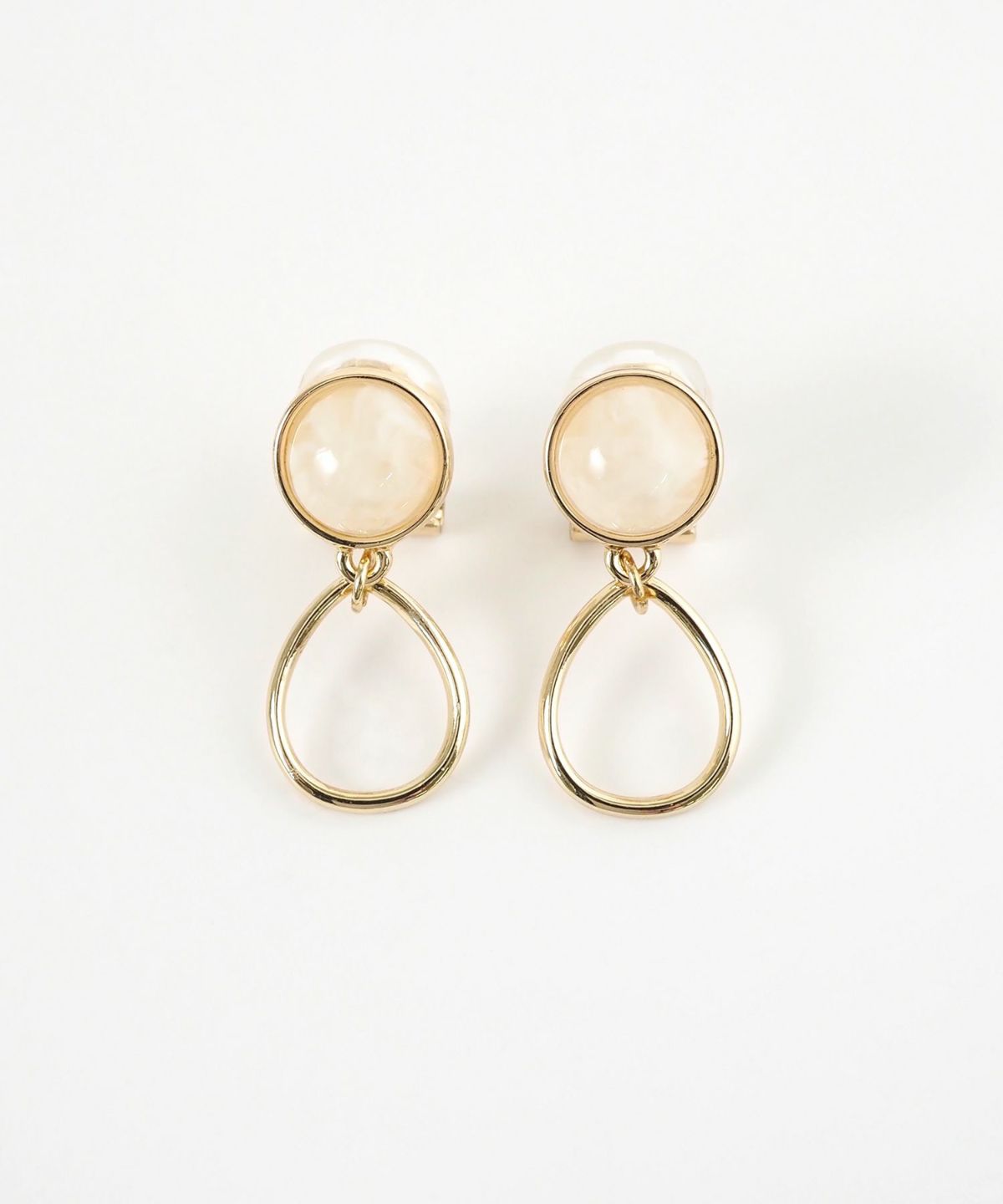 ラウンドカラーストーンクリップイヤリング