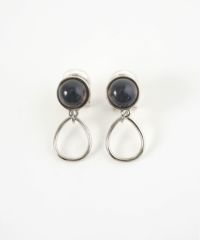 ラウンドカラーストーンクリップイヤリング