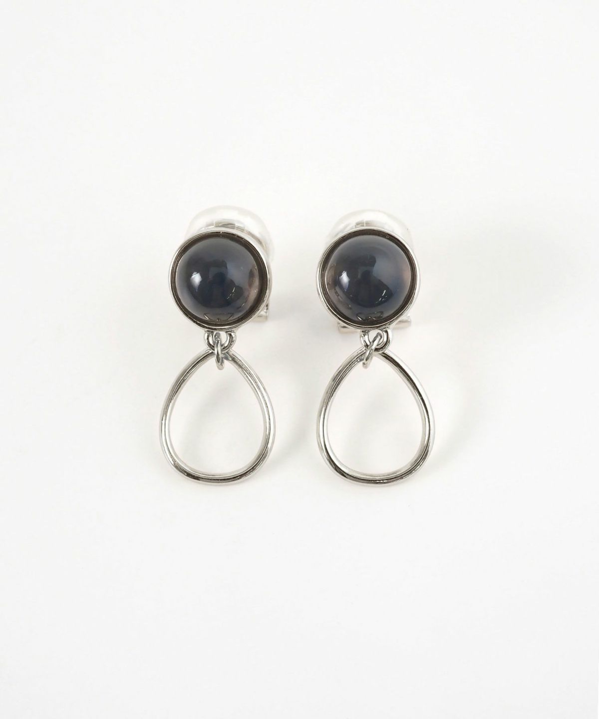 ラウンドカラーストーンクリップイヤリング