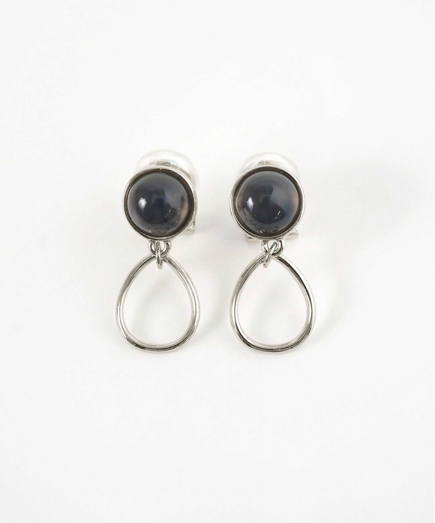 ラウンドカラーストーンクリップイヤリング