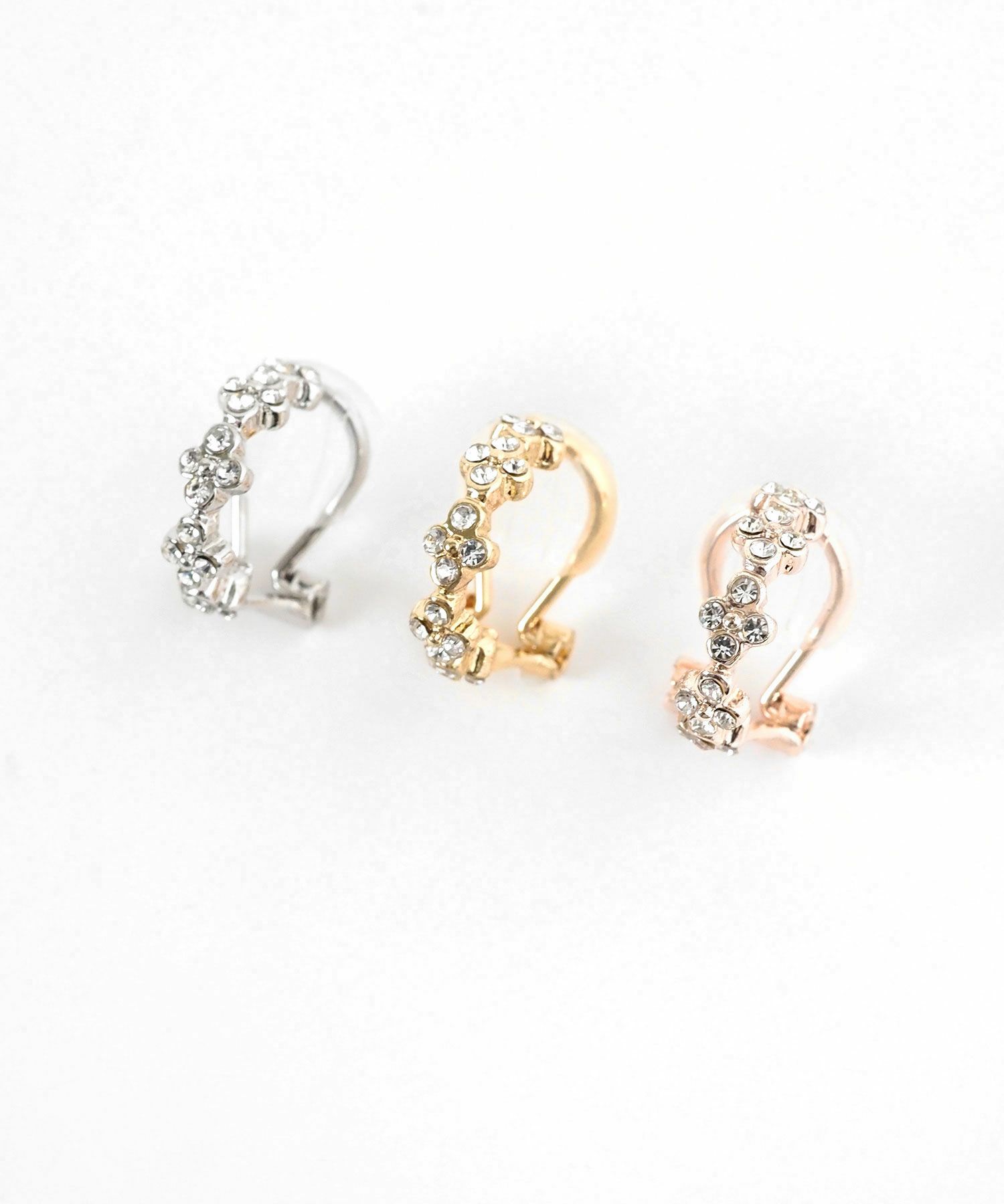 WG フラワー フープクリップピアス フラワーストーンフープクリップイヤリング | 【公式】MUK ONLINE SHOP