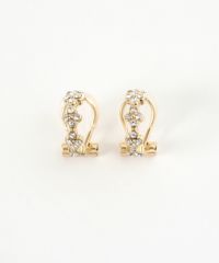 フラワーストーンクリップイヤリング