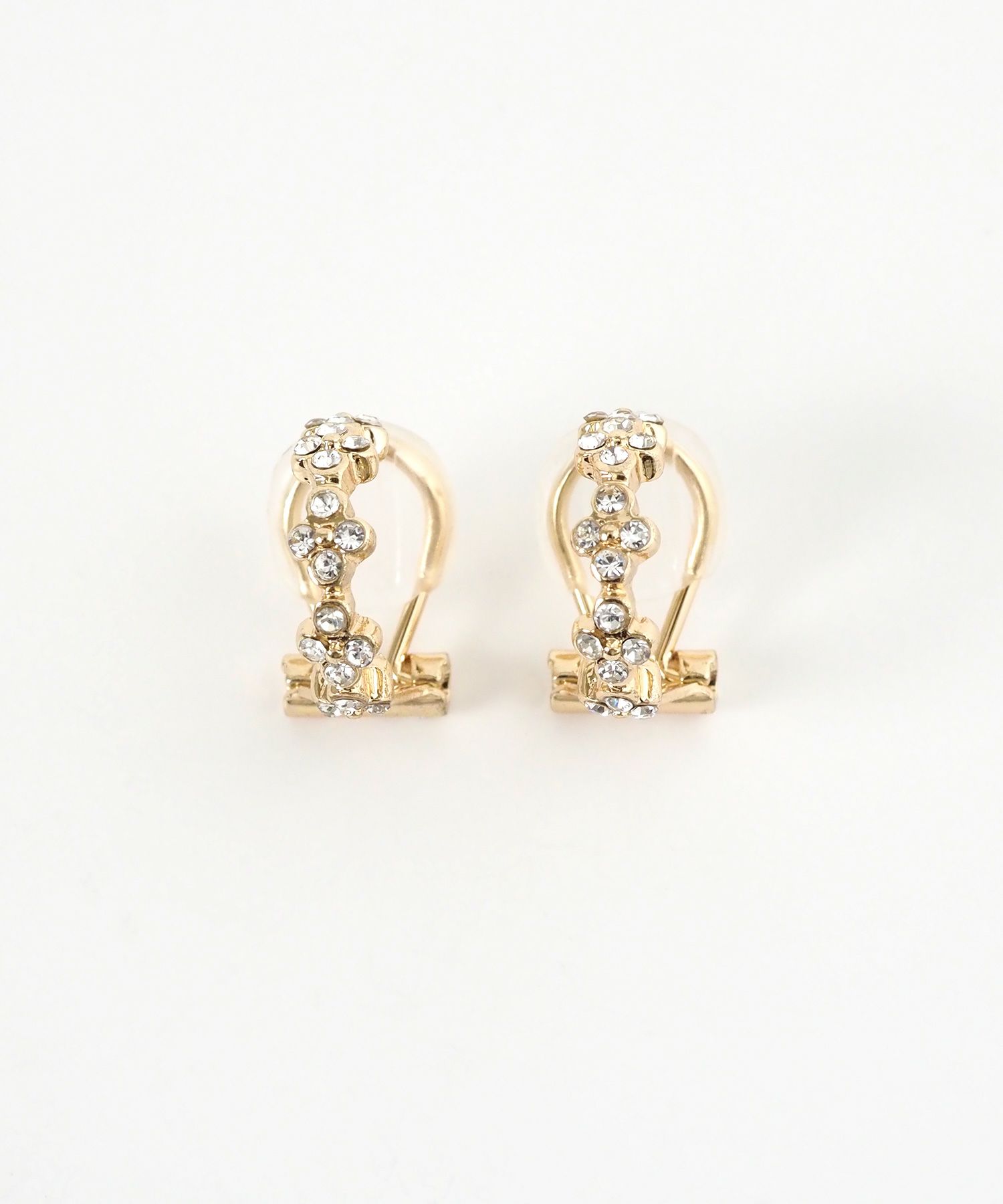 フラワーストーンクリップイヤリング