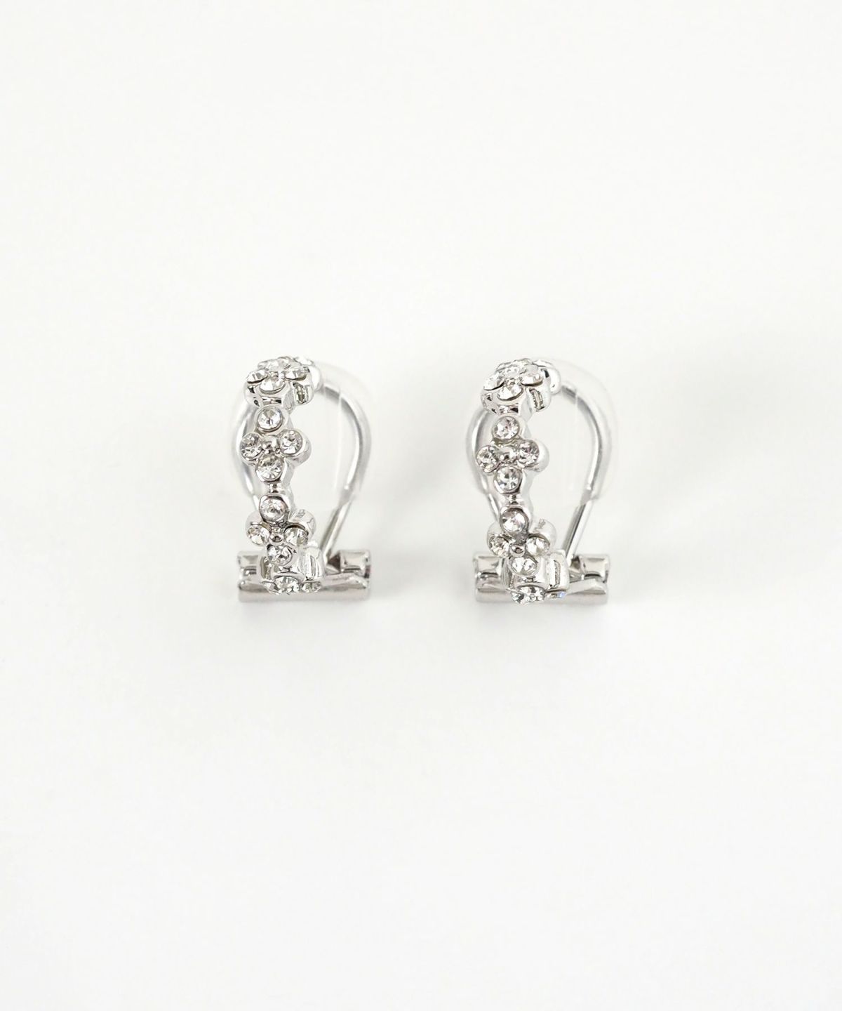 フラワーストーンクリップイヤリング