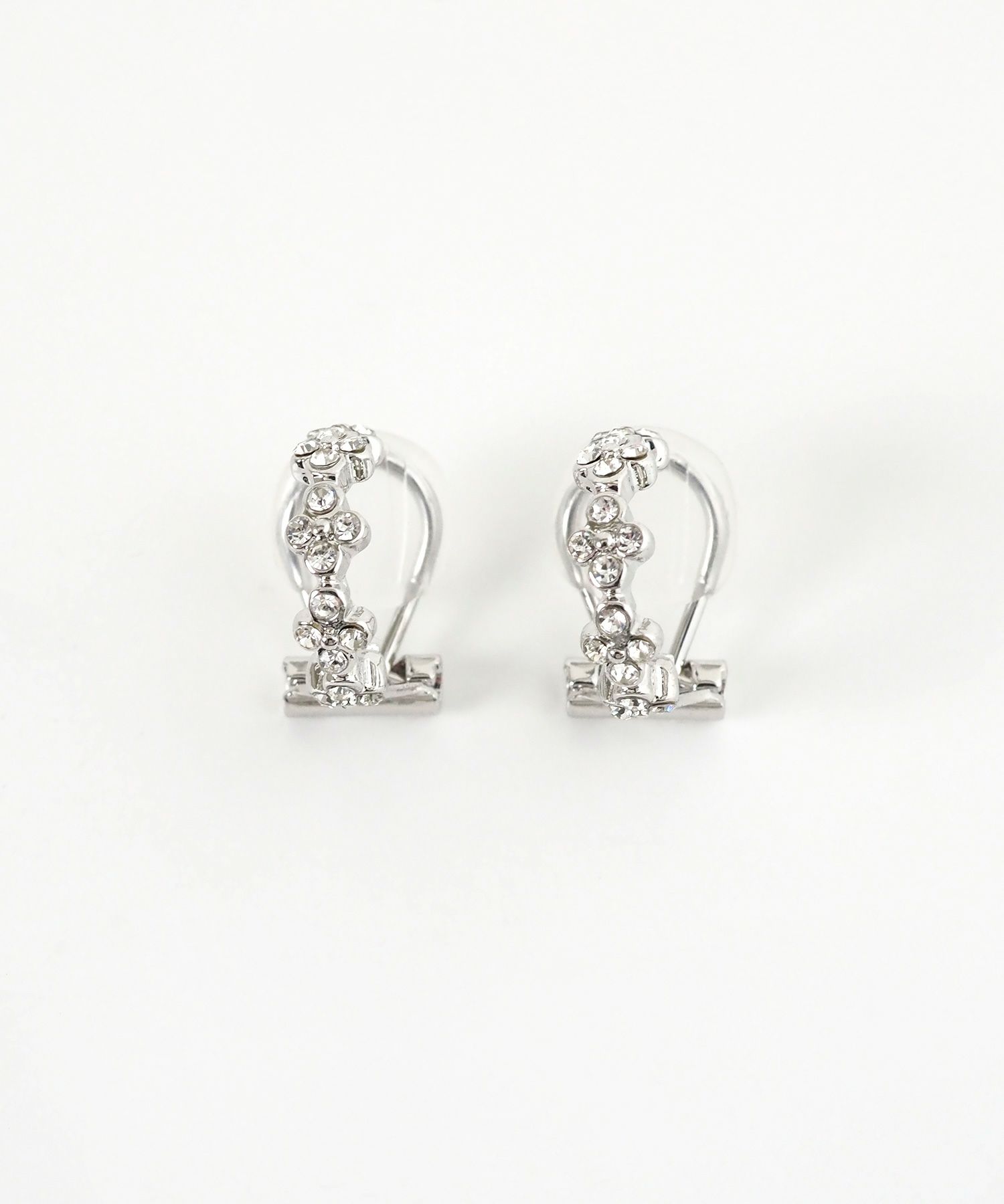 フラワーストーンクリップイヤリング