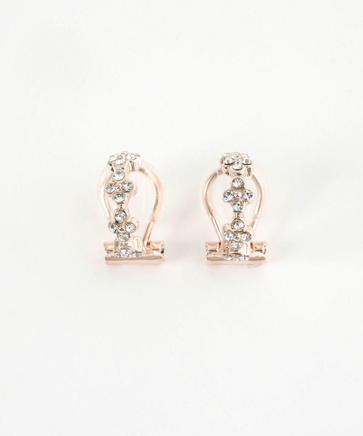 フラワーストーンクリップイヤリング