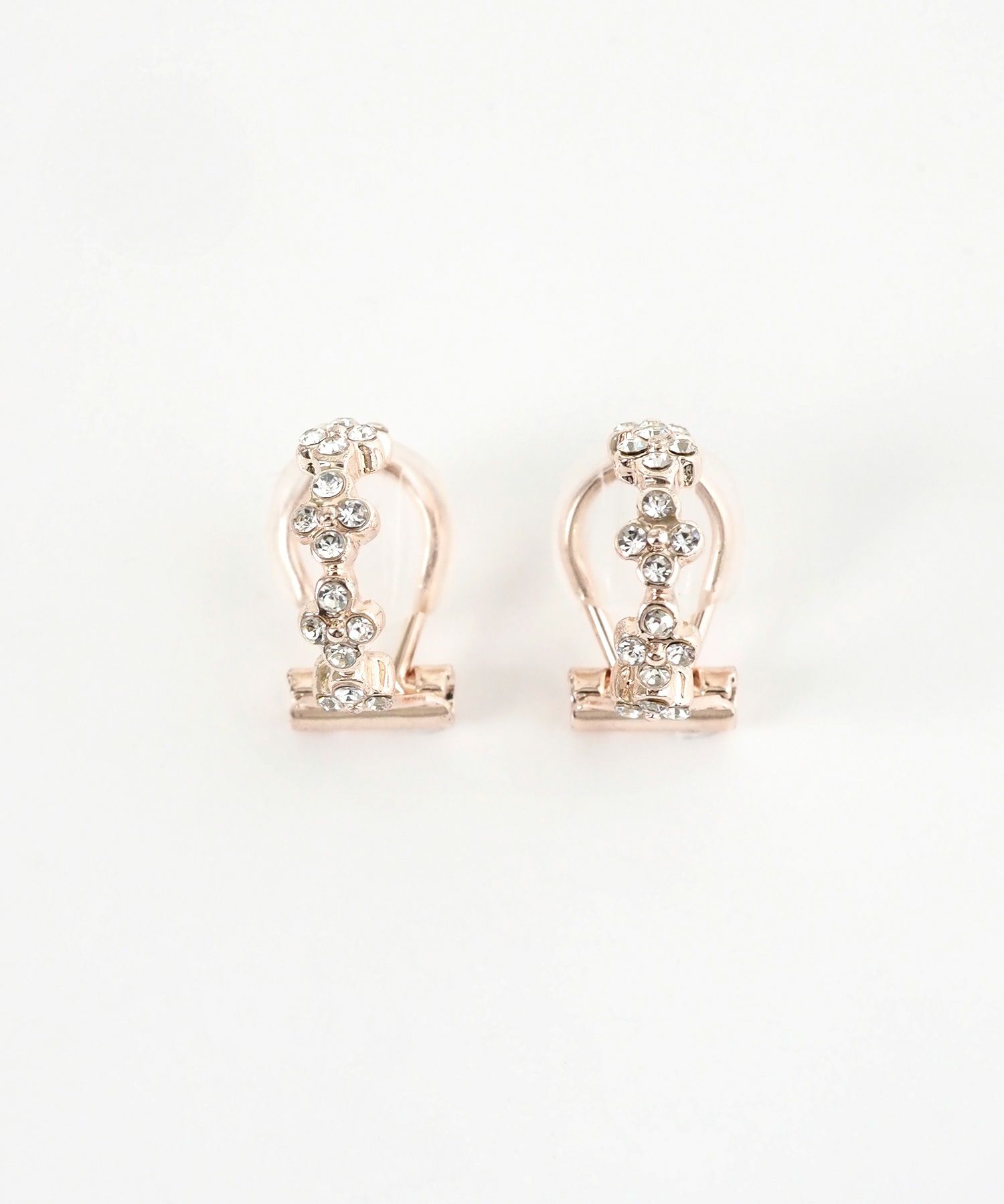 フラワーストーンクリップイヤリング