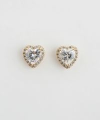 キュービックハートチタンポストピアス【Dahlia】