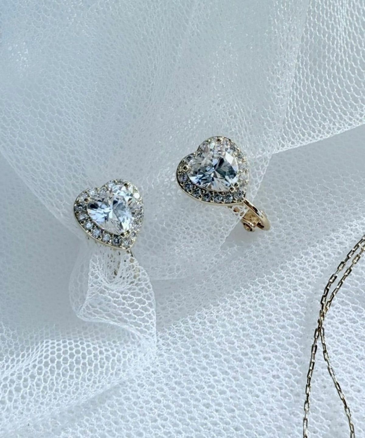 キュービックハートイヤリング【Dahlia】