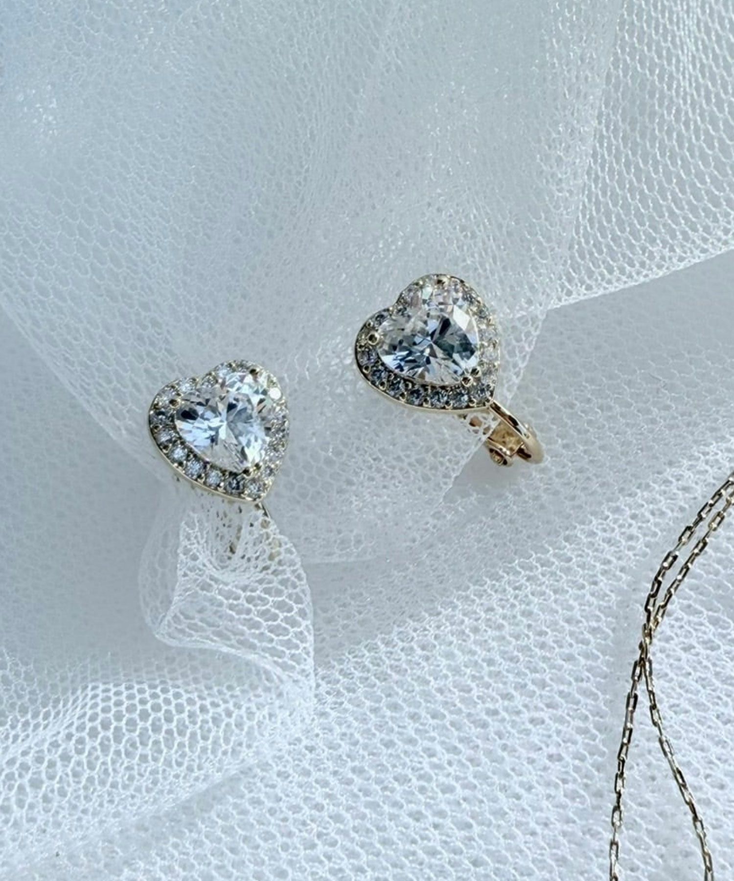 キュービックハートイヤリング【Dahlia】