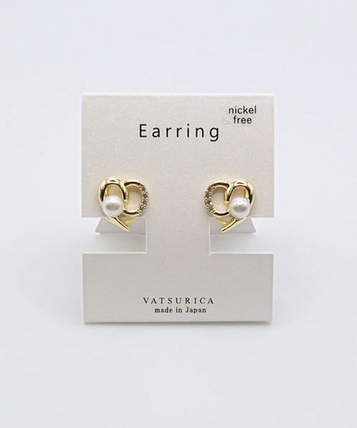 パールハートラウンドメタルイヤリング