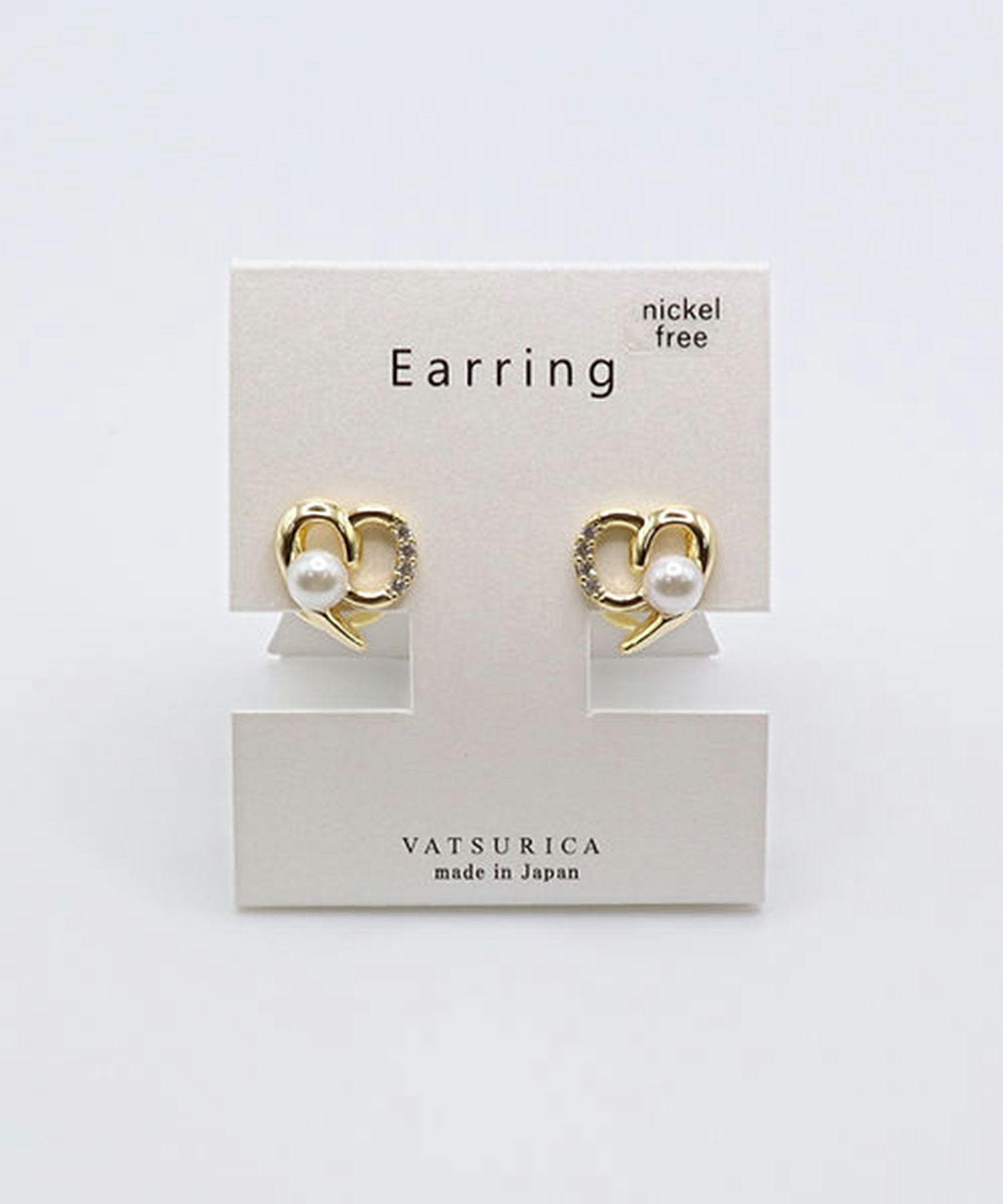 パールハートラウンドメタルイヤリング