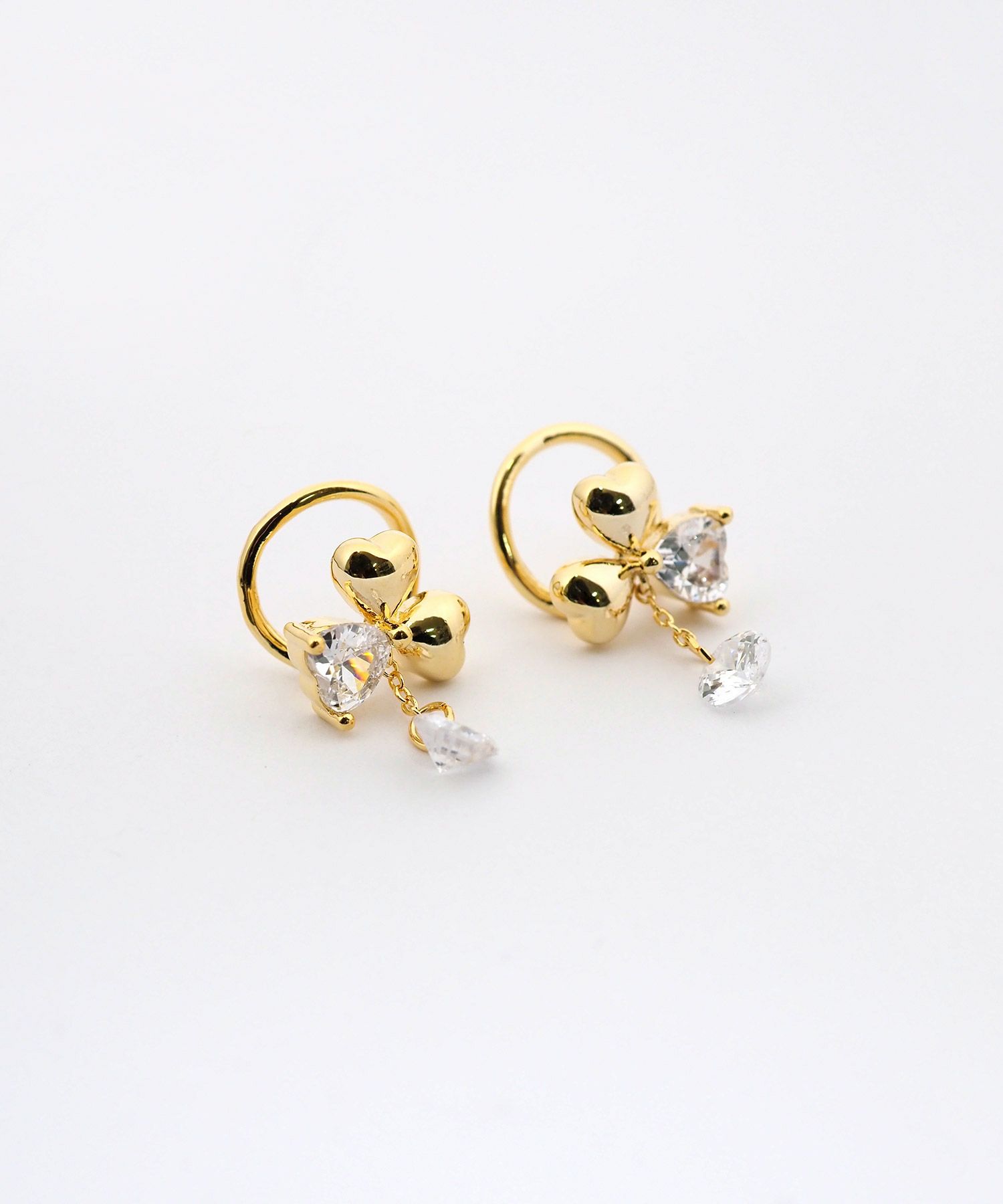 ミツバビジューラウンドメタルイヤリング