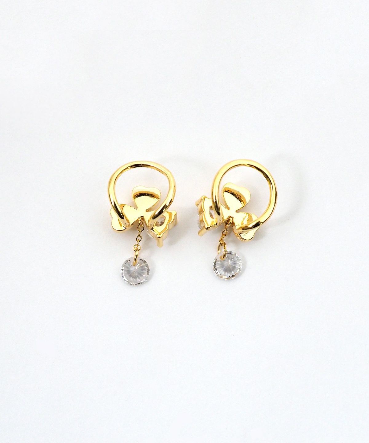 ミツバビジューラウンドメタルイヤリング