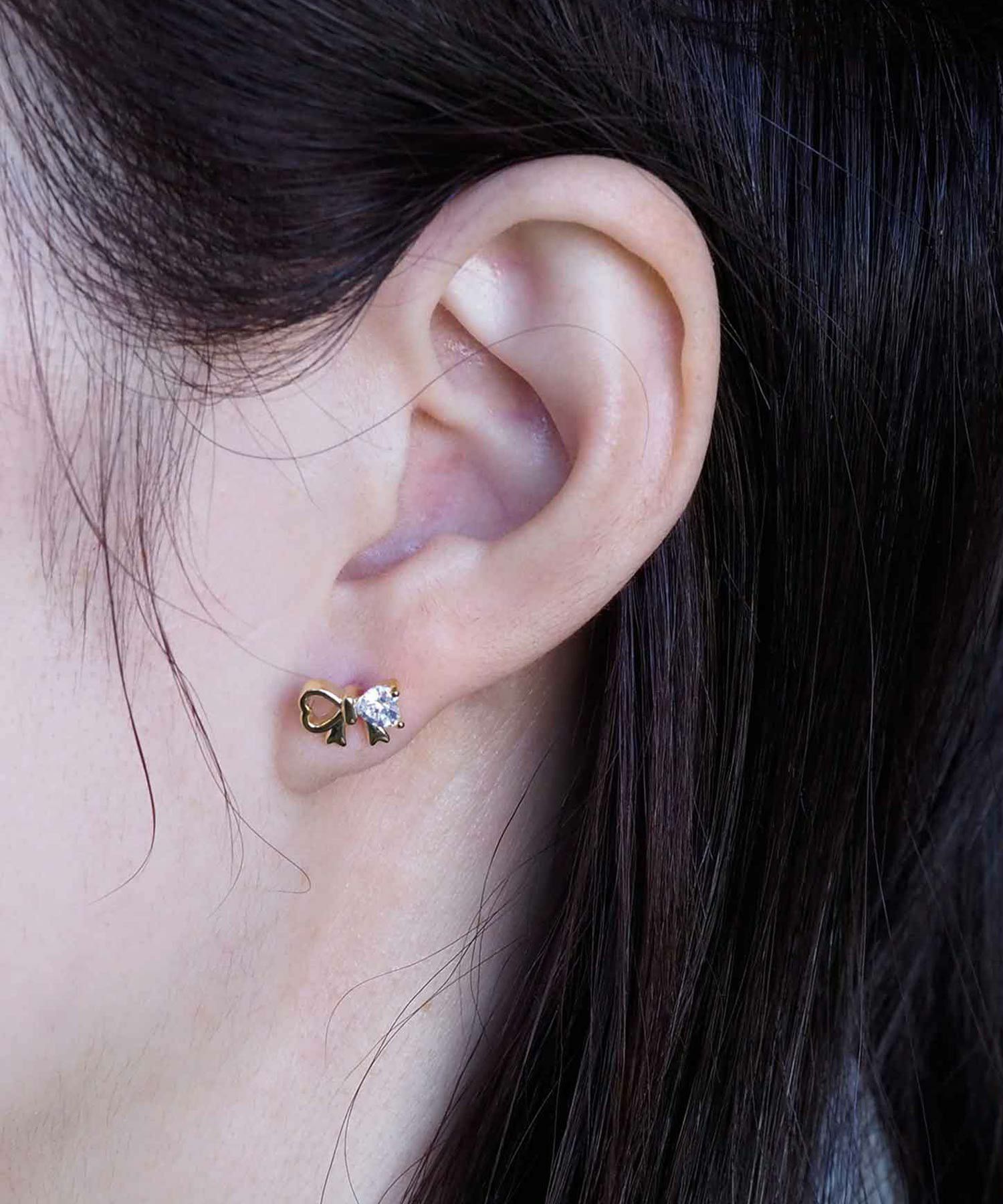 ミニリボンセラミックポストピアス