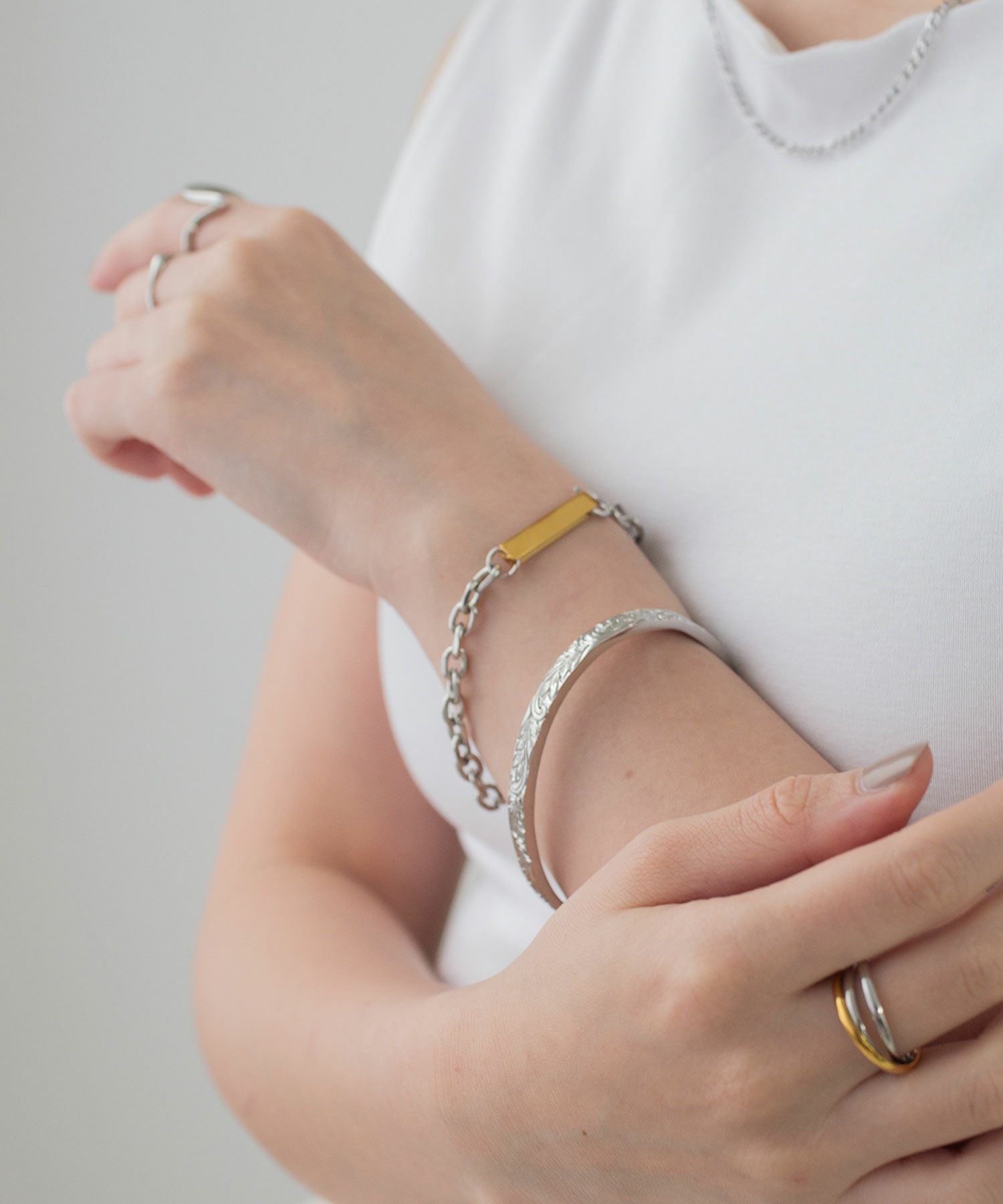 オーバルチェーンサージカルステンレスブレスレット