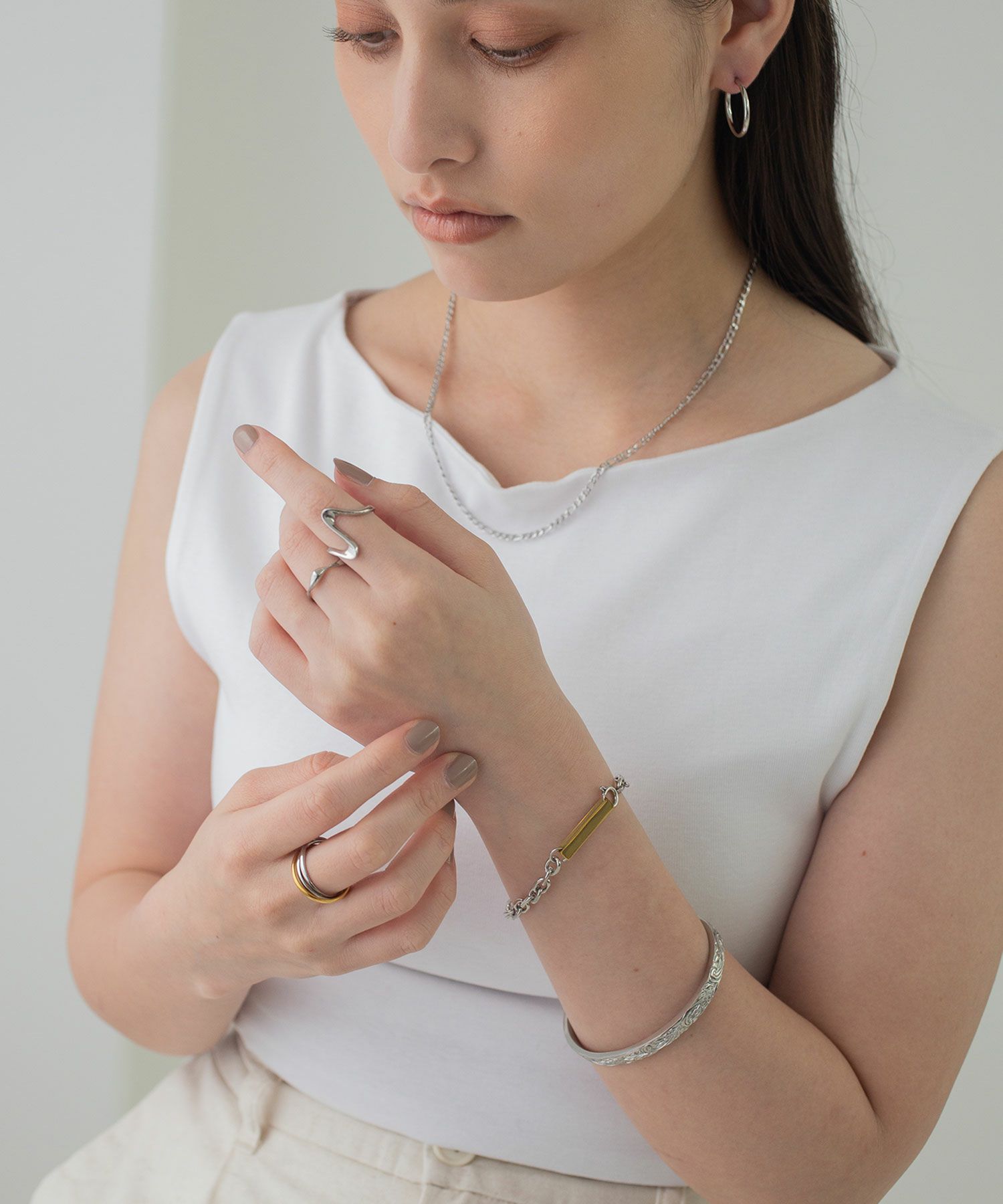 オーバルチェーンサージカルステンレスブレスレット