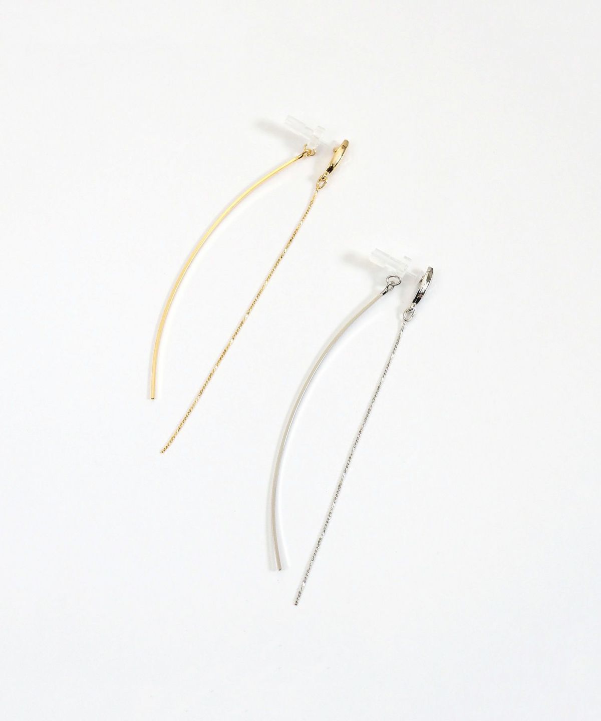 ストレートチェーンセラミックポストピアス