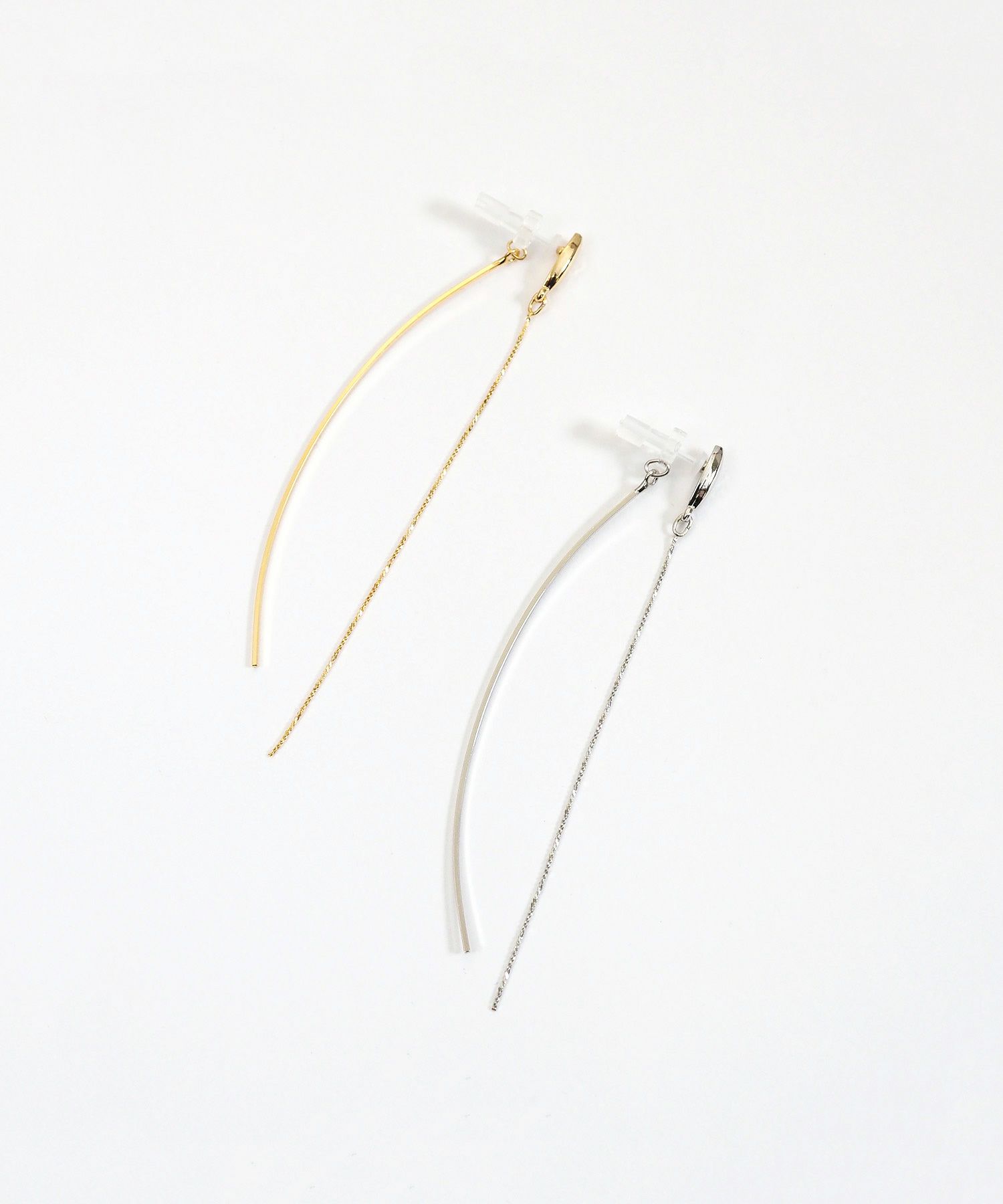 ストレートチェーンセラミックポストピアス