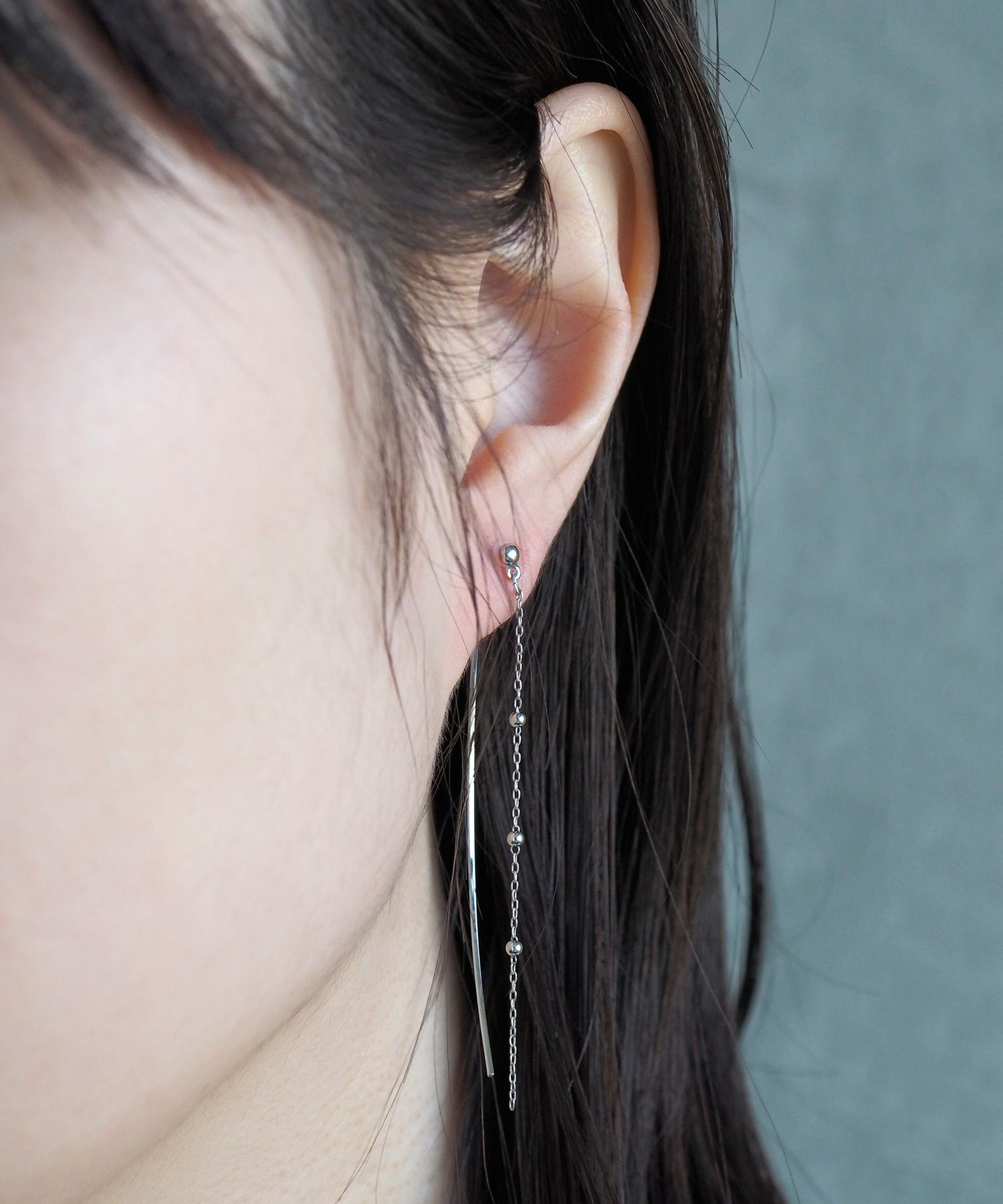 ボールチェーンセラミックポストピアス