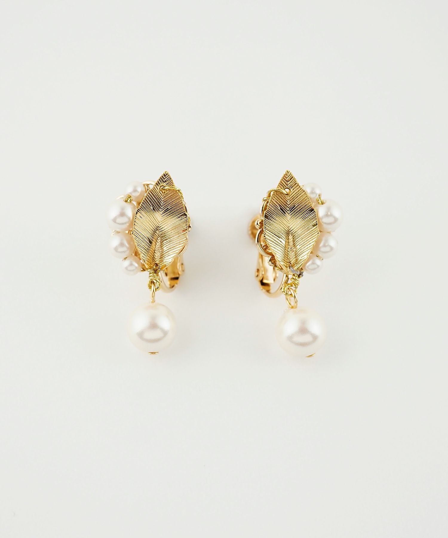 リーフパールラインイヤリング