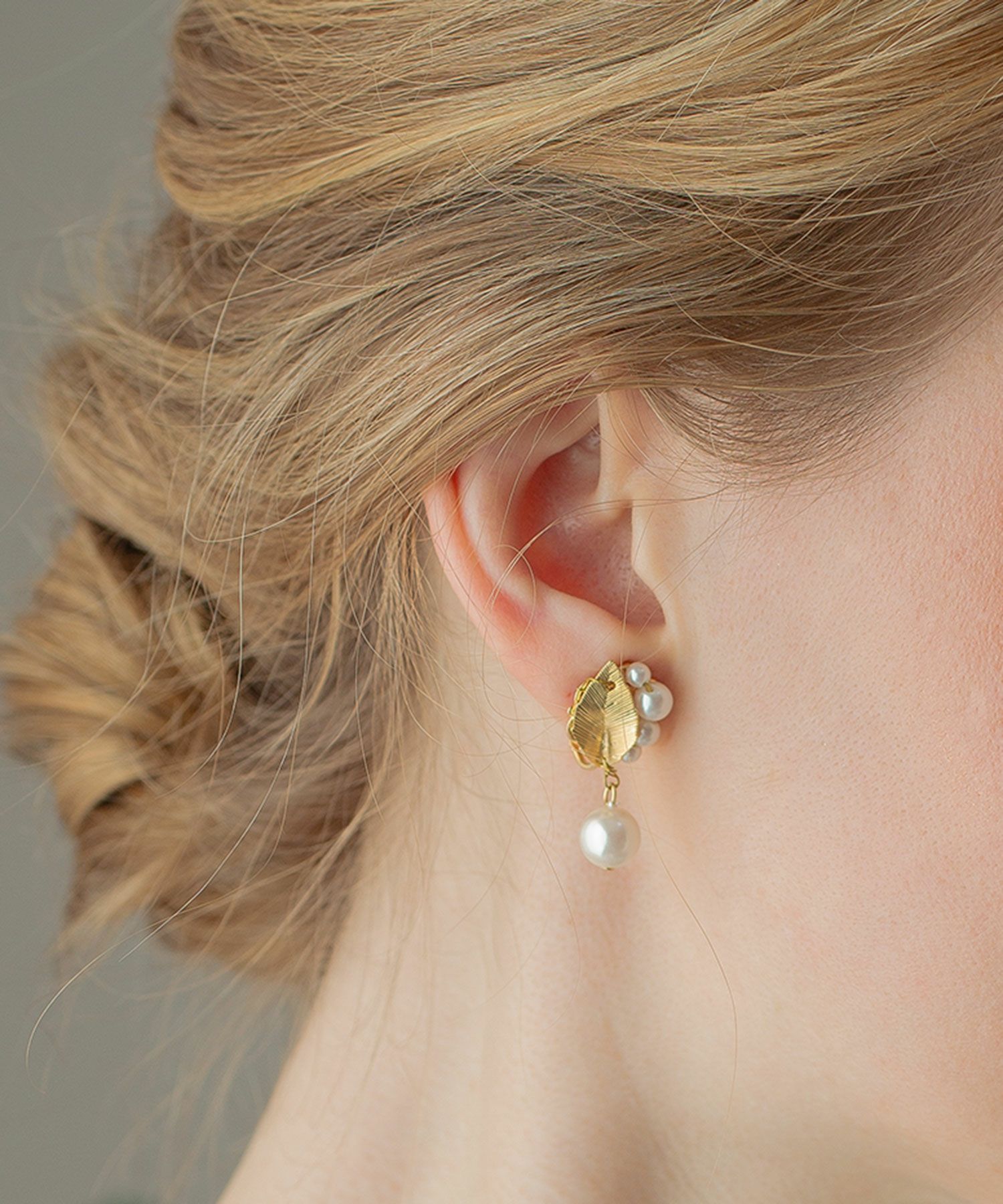 リーフパールラインイヤリング