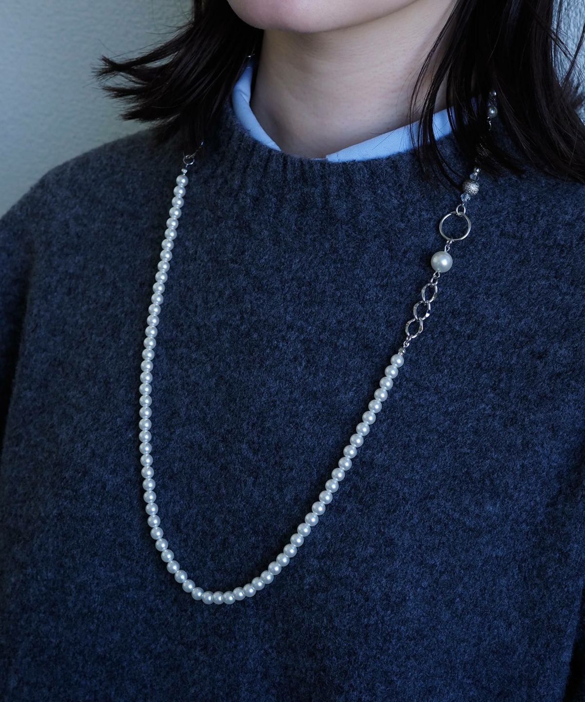 パールミックスロングネックレス